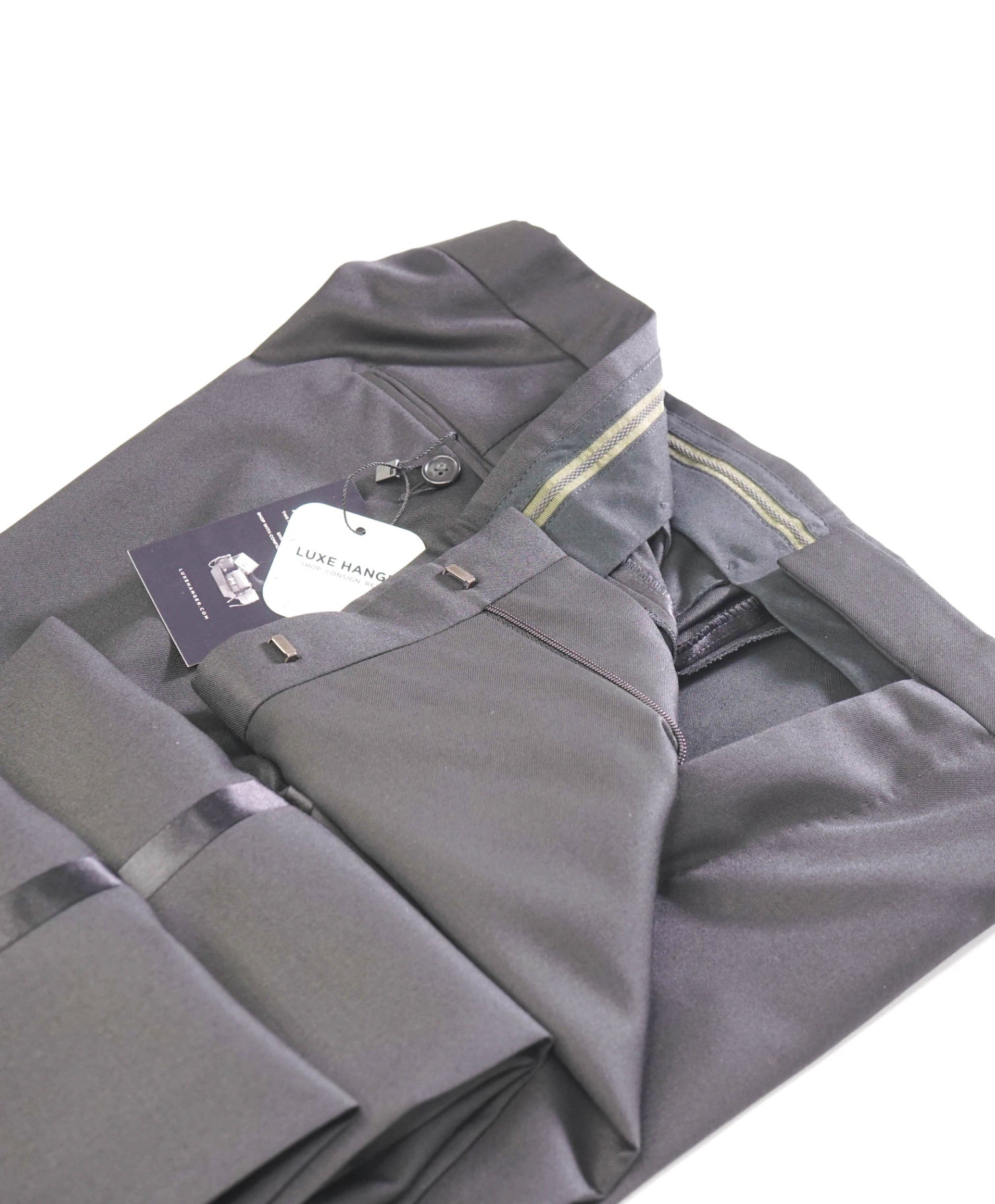 $790 Z ZEGNA - Black Wool Tuxedo Pants - 38W
