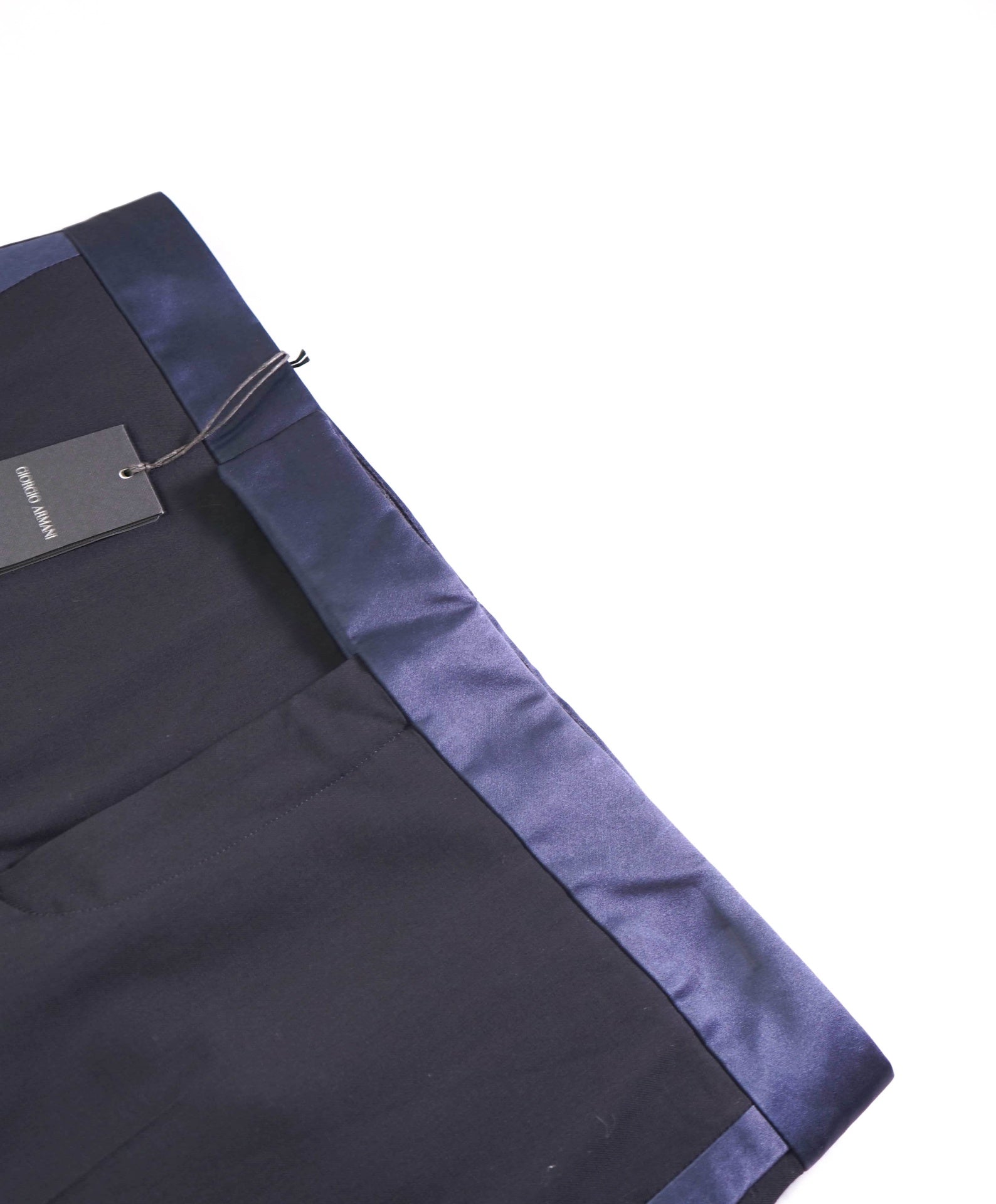 $1,295 GIORGIO ARMANI - Navy Blue Wool Tuxedo Pants - 38W