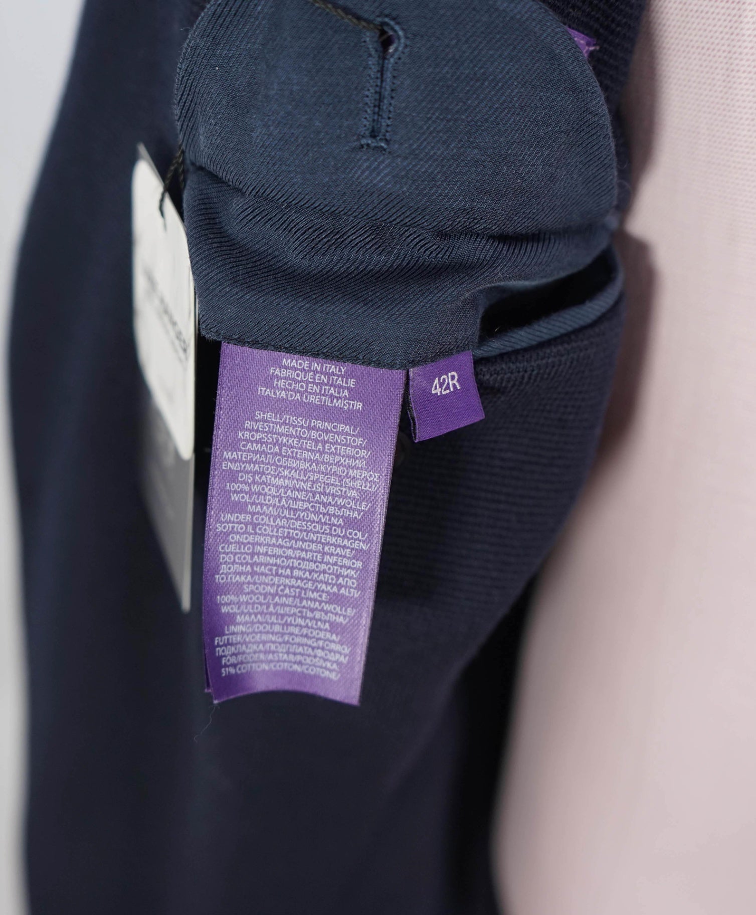 $2,495 RALPH LAUREN PURPLE LABEL - Navy Waffle Knit Wool Blazer - 42R