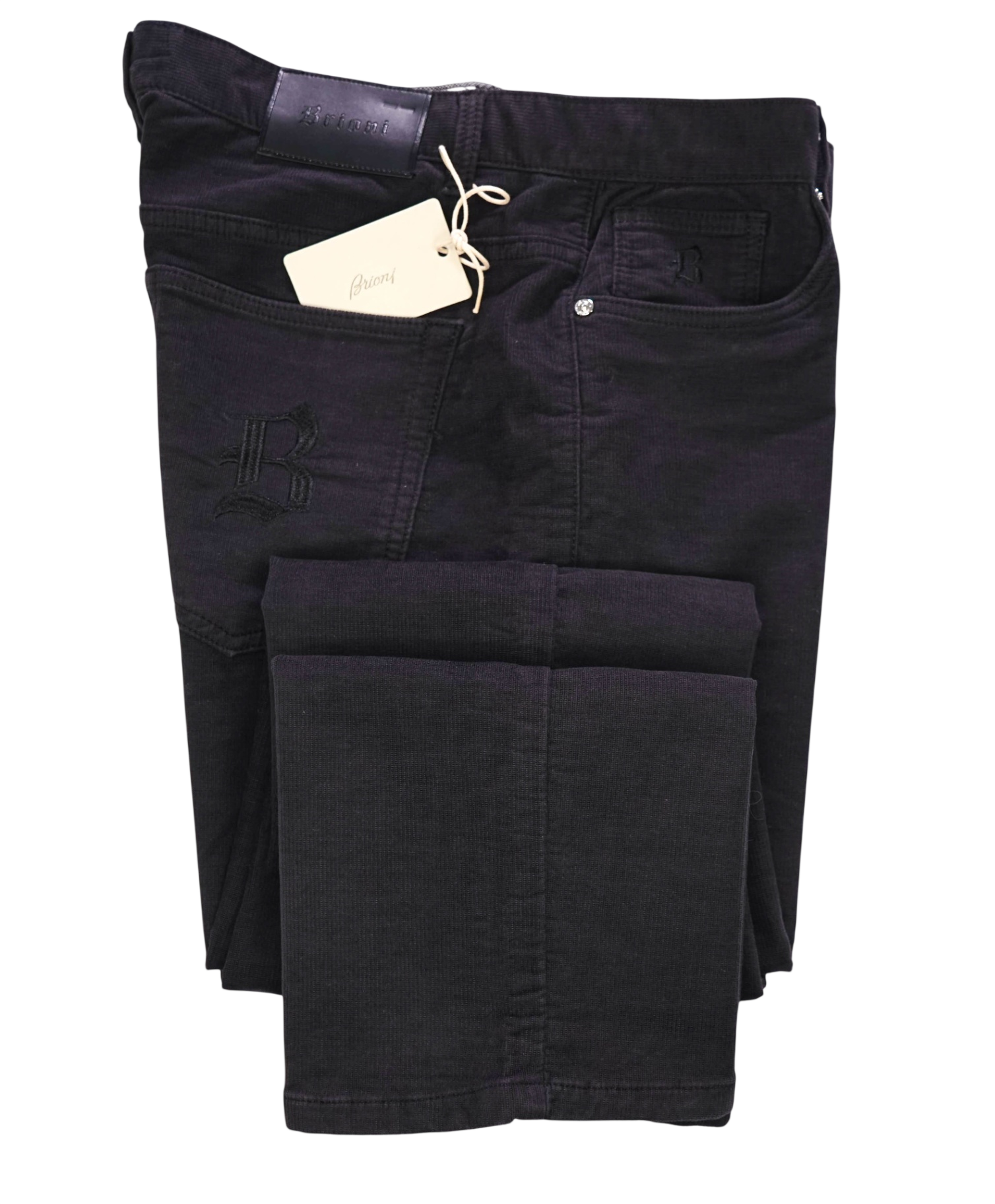$700 BRIONI - Gray Corduroy 5-Pocket Casual Pants - 38W
