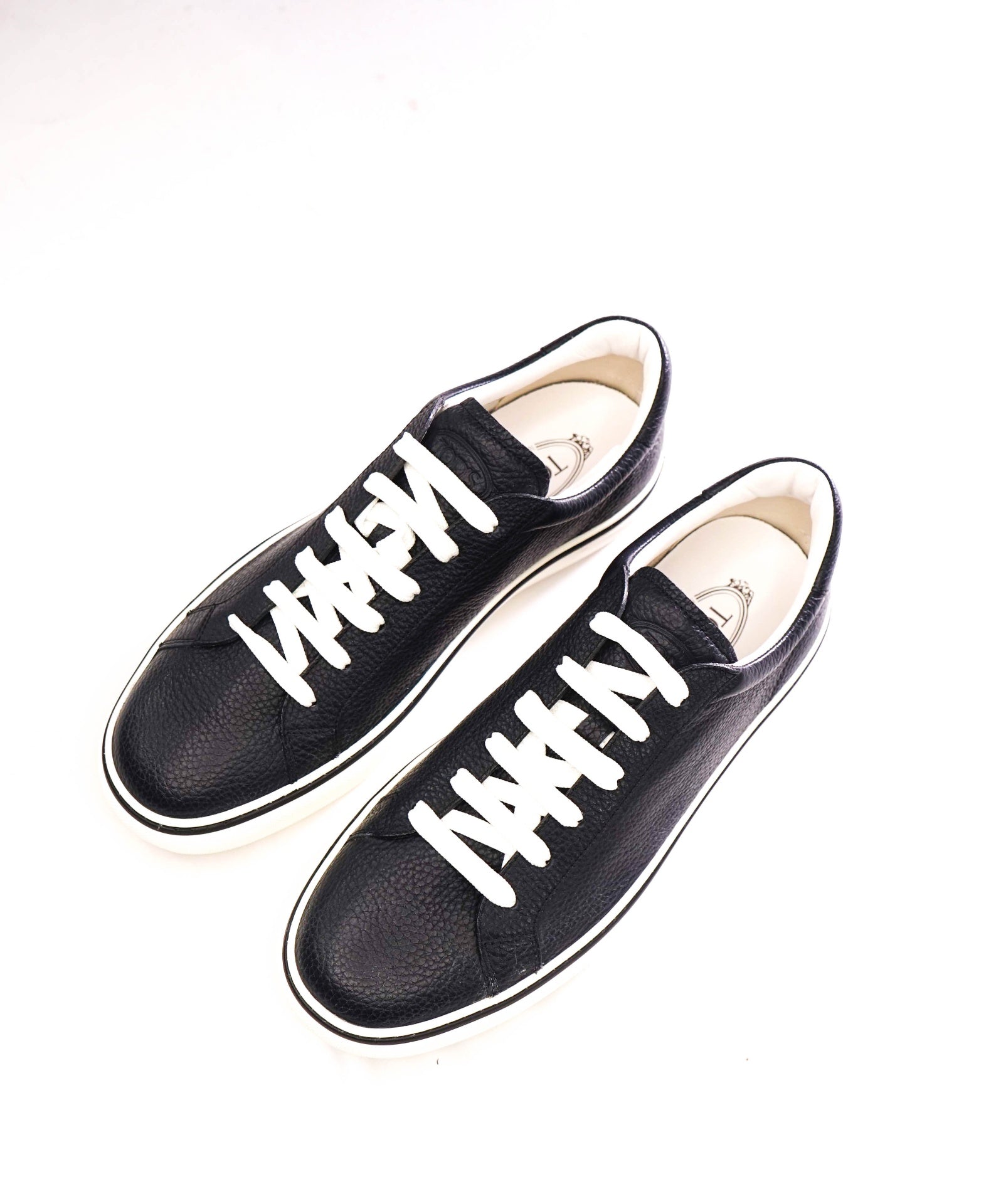 $745 TOD'S - Navy Blue Pebble Leather Sneakers - US 10.5 (UK9.5)