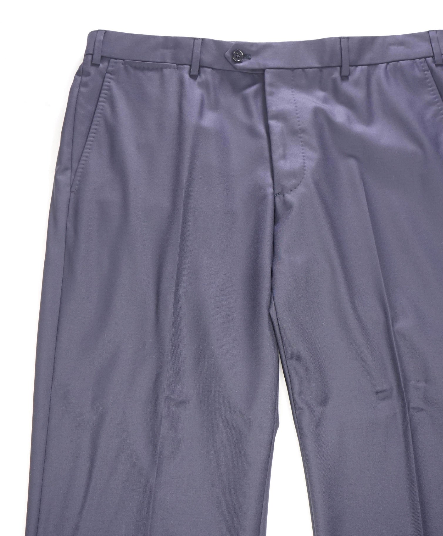 $895 GIORGIO ARMANI - Solid Navy Blue Wool Dress Pants - 38W