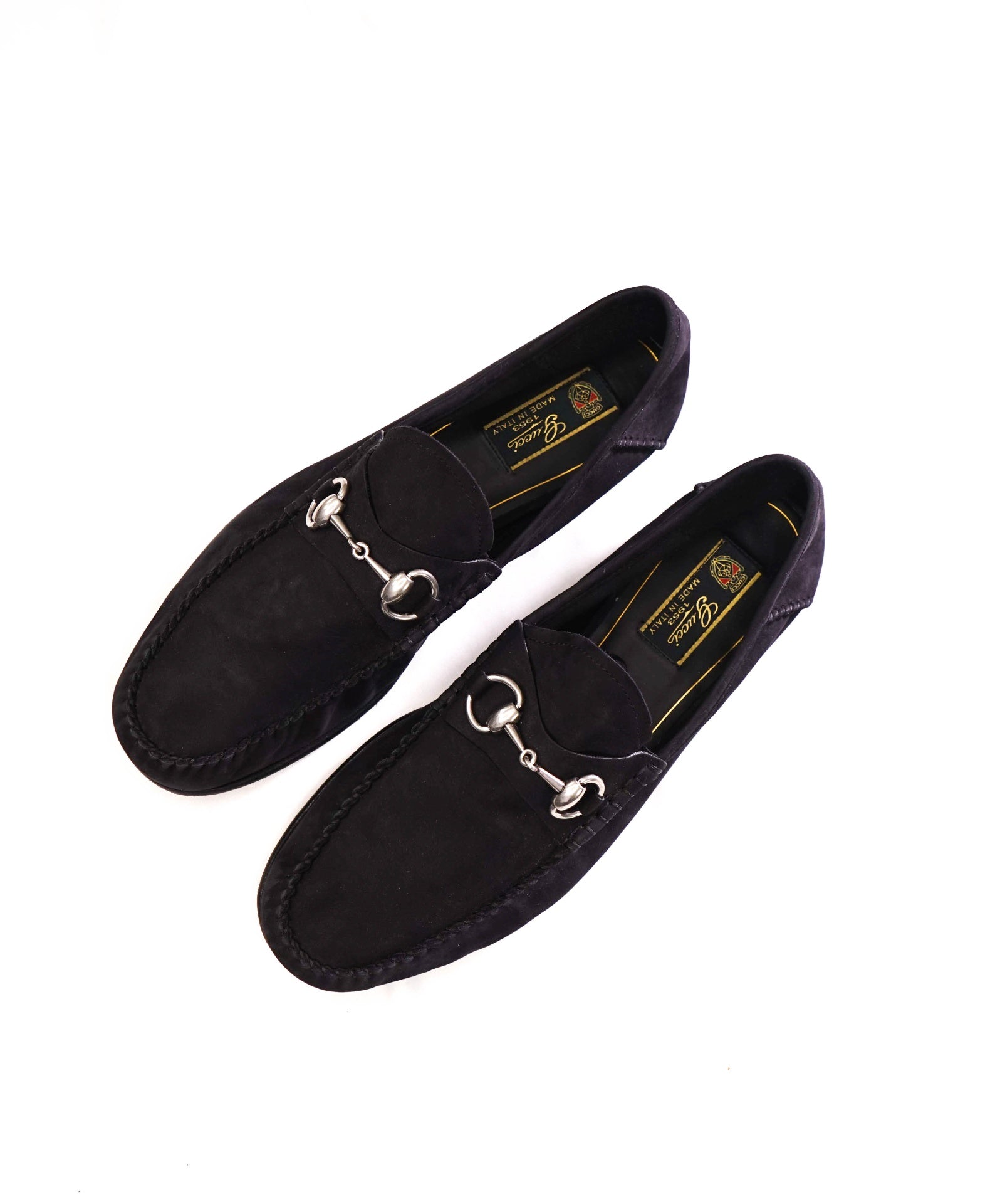 $1,090 GUCCI - Black Suede Unlined Venetian Loafers - US 9 (8.5G)