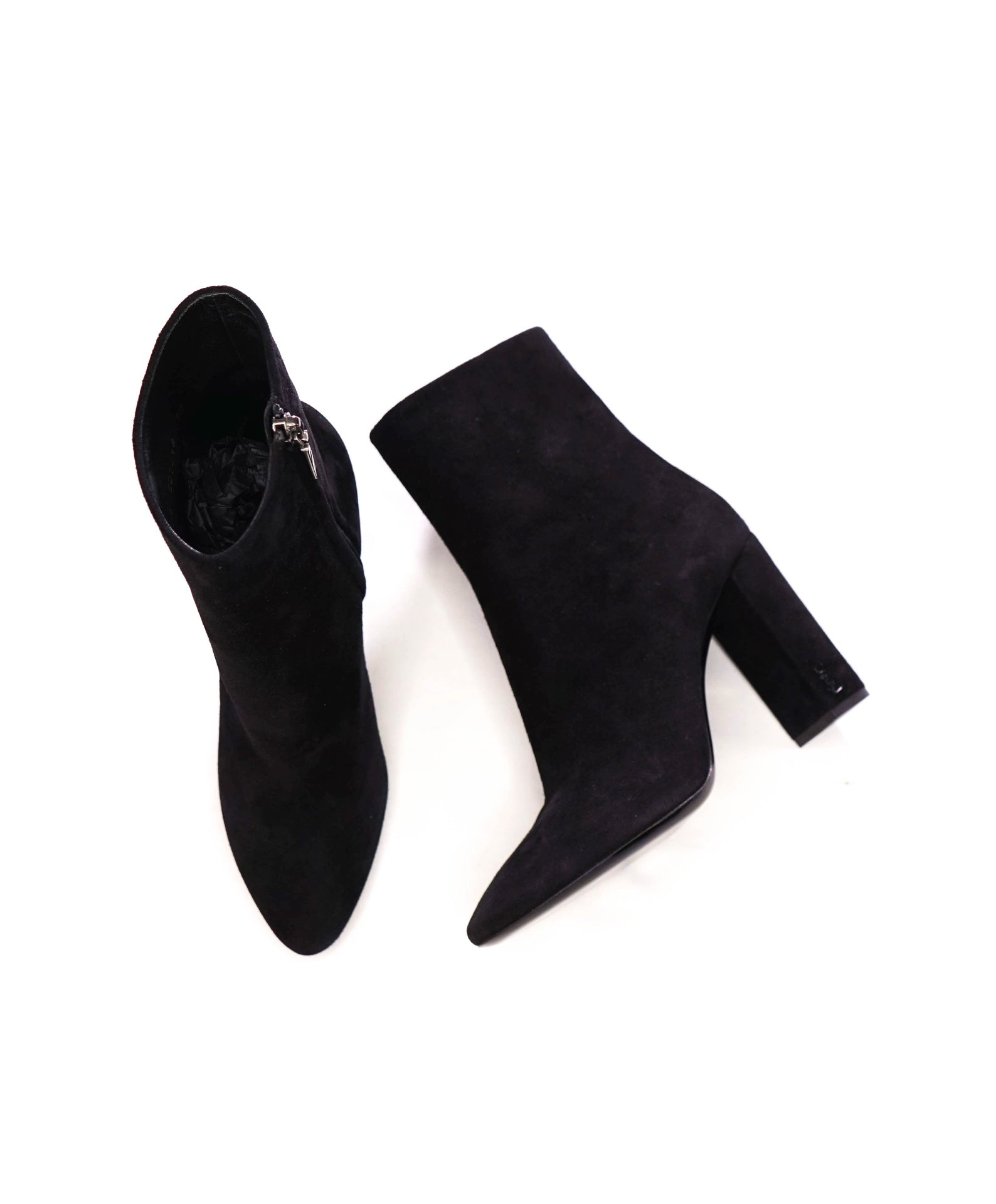 $1,000 YVES SAINT LAURENT - Black Suede LouLou 95 Ankle Boots - US 9 (39EU)