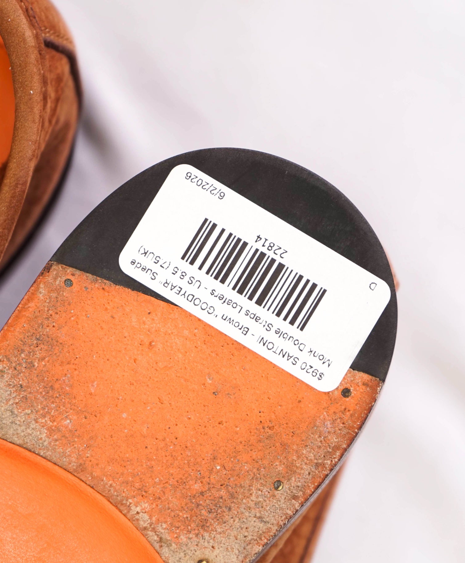$920 SANTONI - Brown "GOODYEAR" Suede Monk Loafers - US 8.5 (7.5UK)
