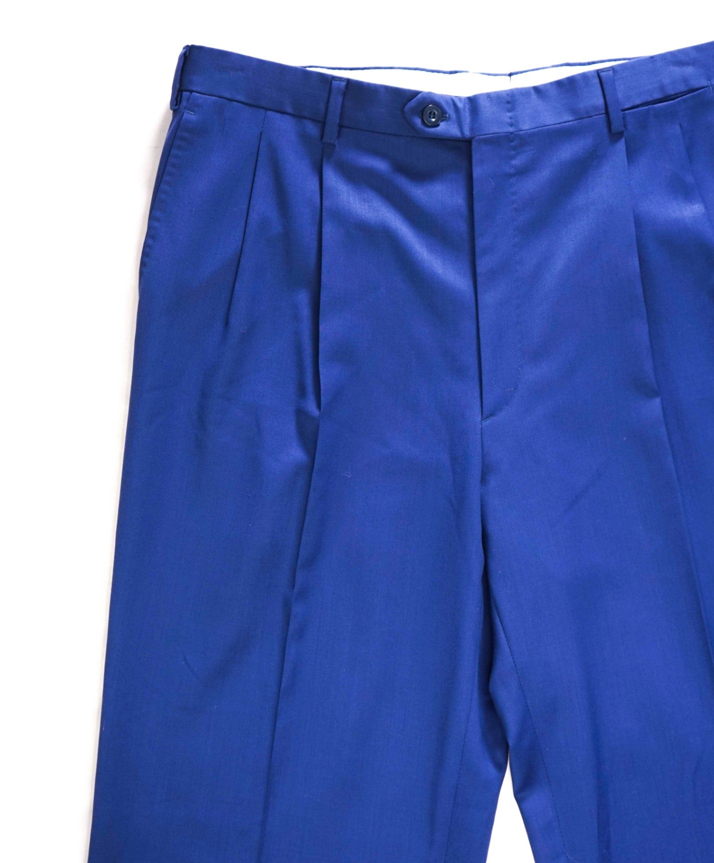 $1,095 BRIONI - *DAMAGED* Solid Blue 140's Wool Pleated Pants - 37W