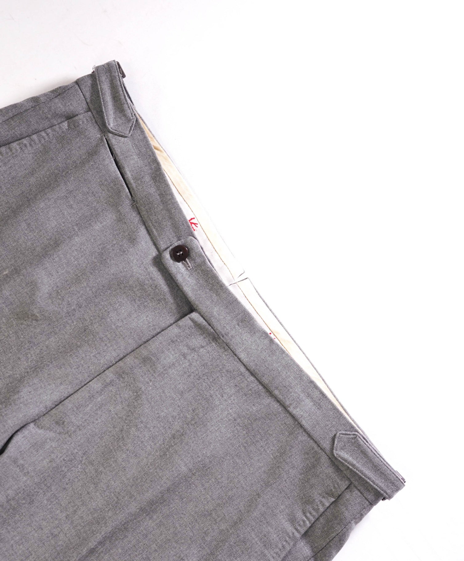 $995 ISAIA - Light Gray Flannel *Side Tabs* Pants - 36W