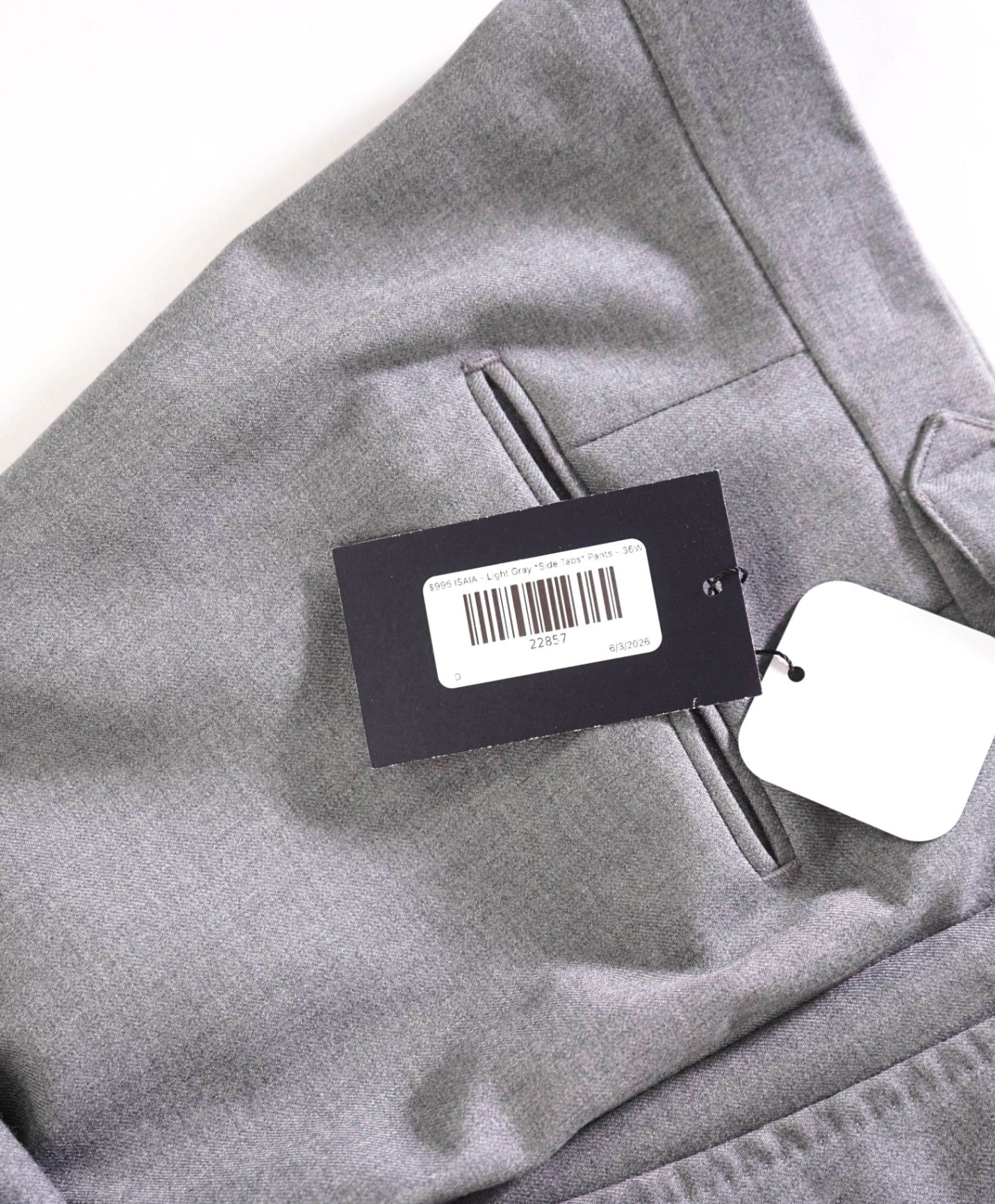 $995 ISAIA - Light Gray Flannel *Side Tabs* Pants - 36W
