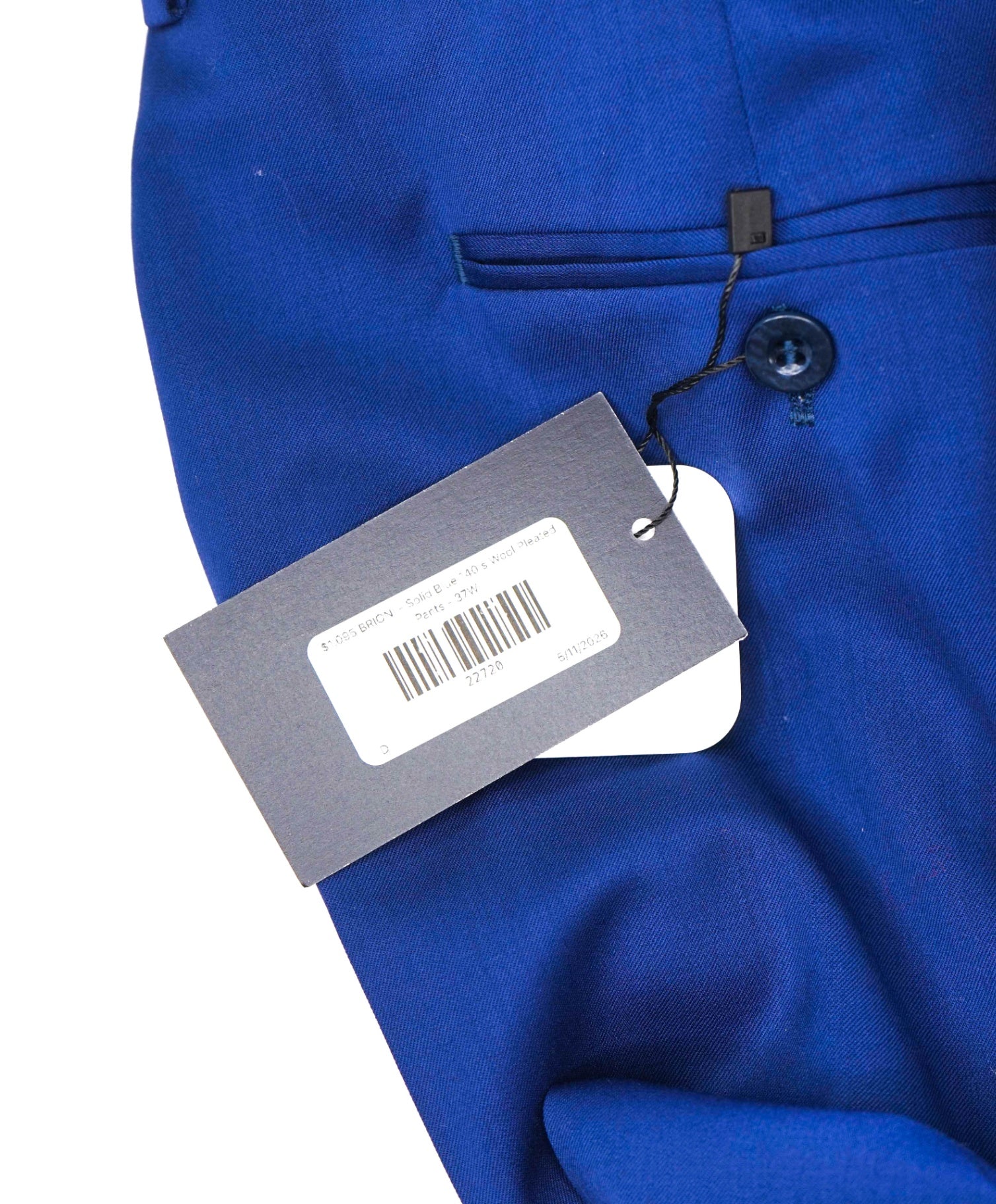 $1,095 BRIONI - *DAMAGED* Solid Blue 140's Wool Pleated Pants - 37W