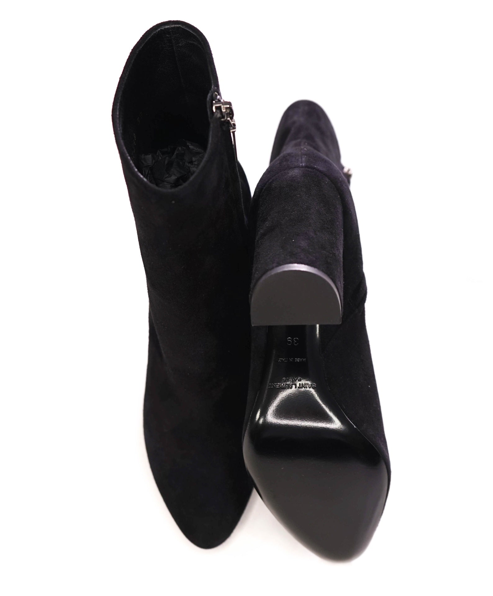$1,000 YVES SAINT LAURENT - Black Suede LouLou 95 Ankle Boots - US 9 (39EU)