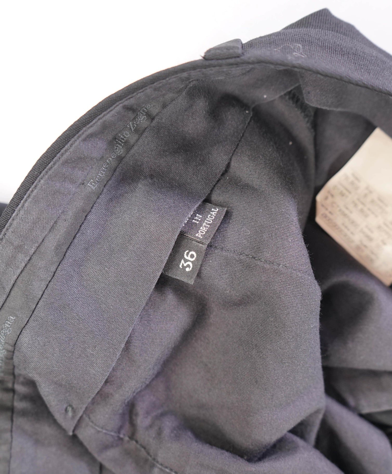 $695 ZEGNA - Solid Black Wool Flat Front Pants - 34W