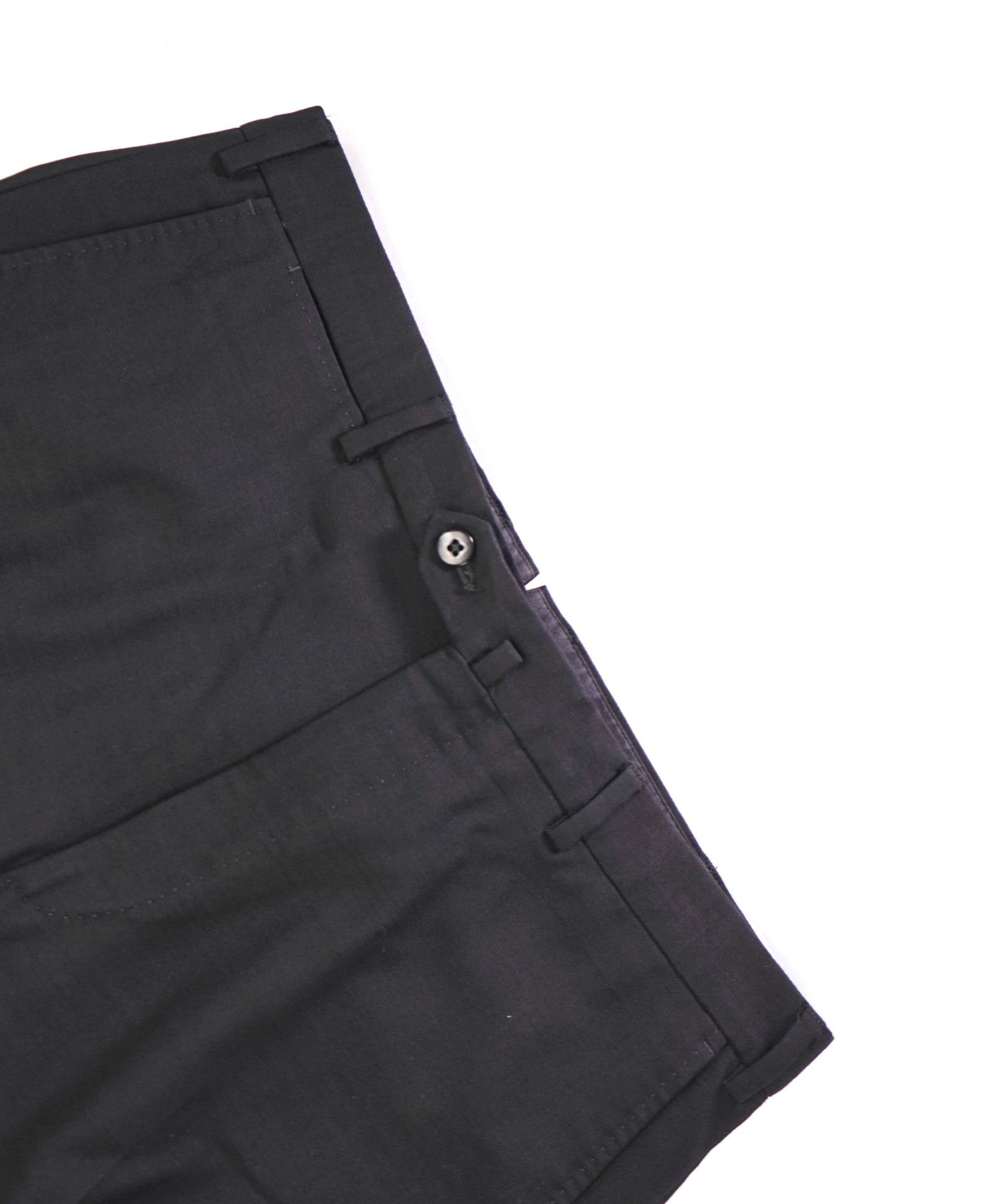 $695 ZEGNA - Solid Black Wool Flat Front Pants - 34W