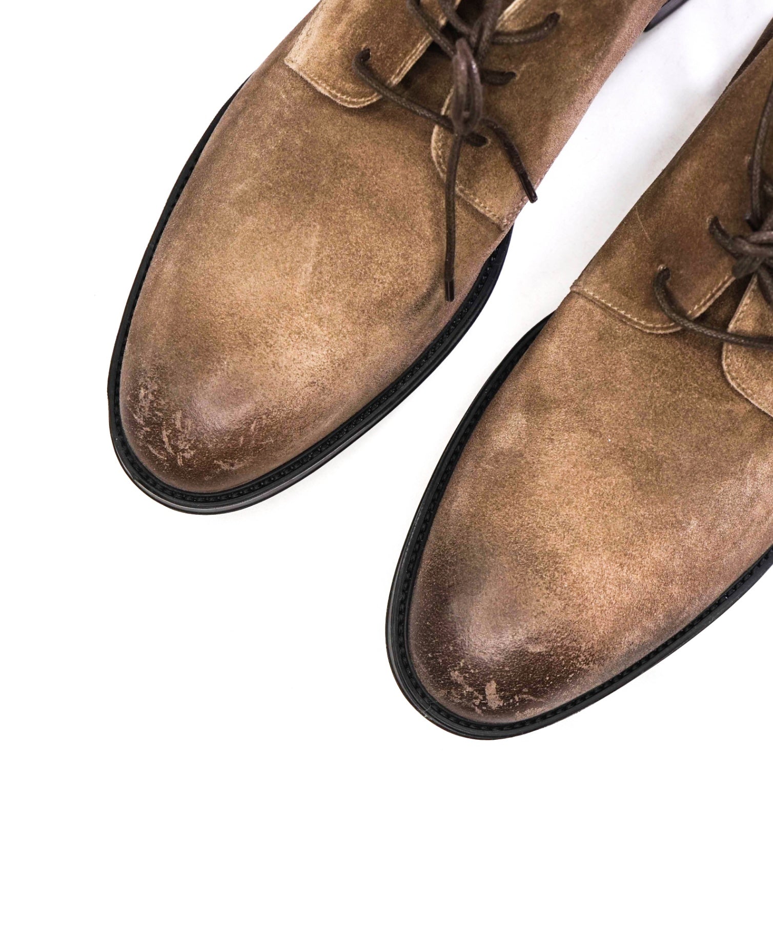 $975 DOUCAL'S - Tan Suede Distressed Chukka Boots - US 10 (43EU)