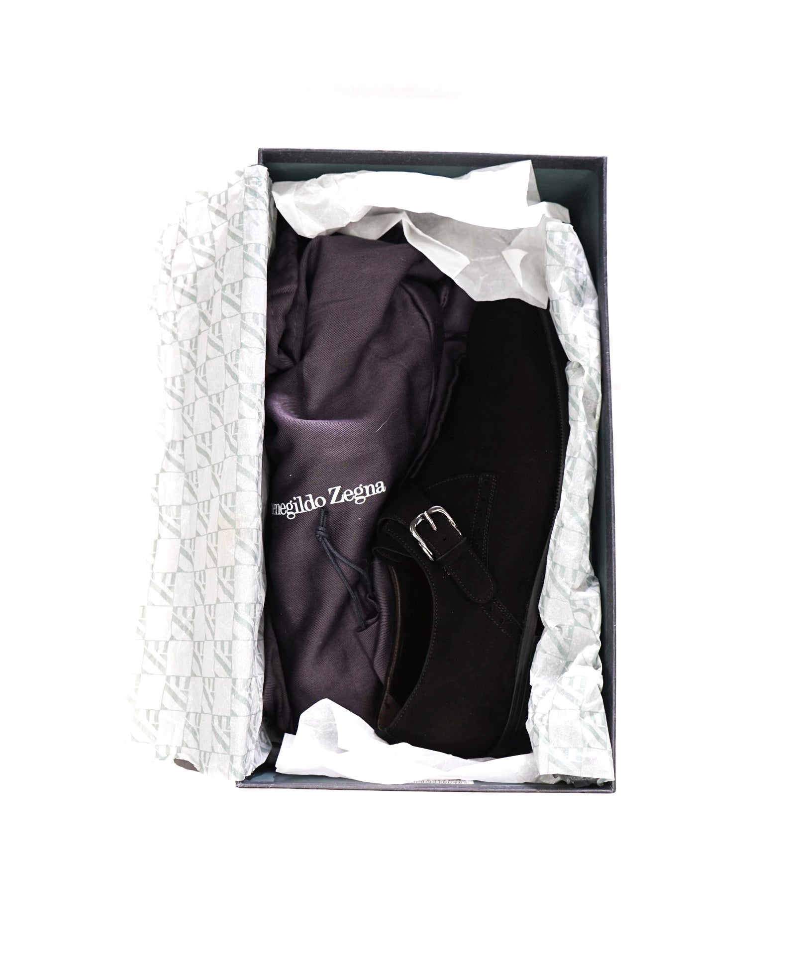 $830 ZEGNA - Black Suede Single Monk - US 7 (6.5UK)