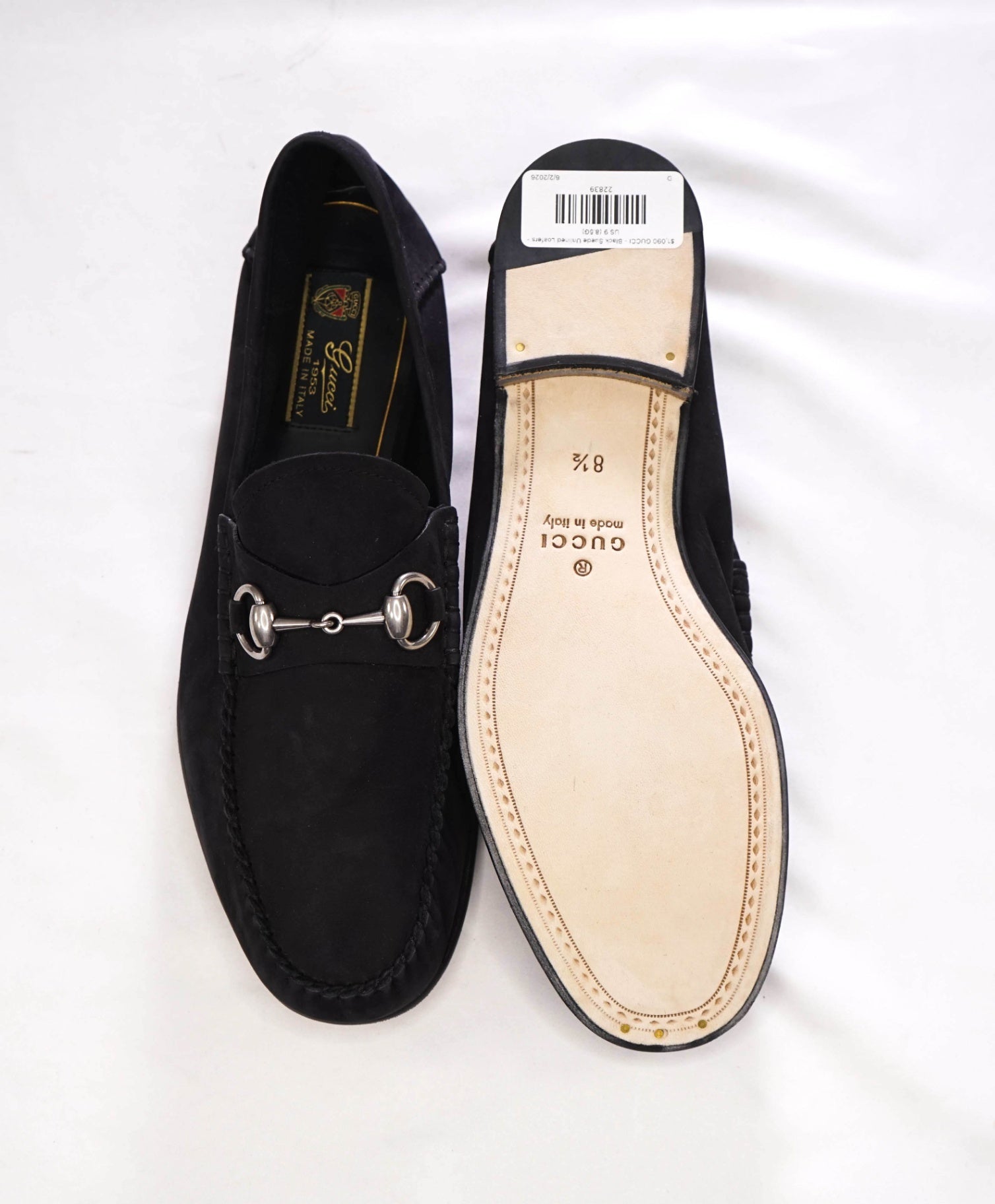$1,090 GUCCI - Black Suede Unlined Venetian Loafers - US 9 (8.5G)