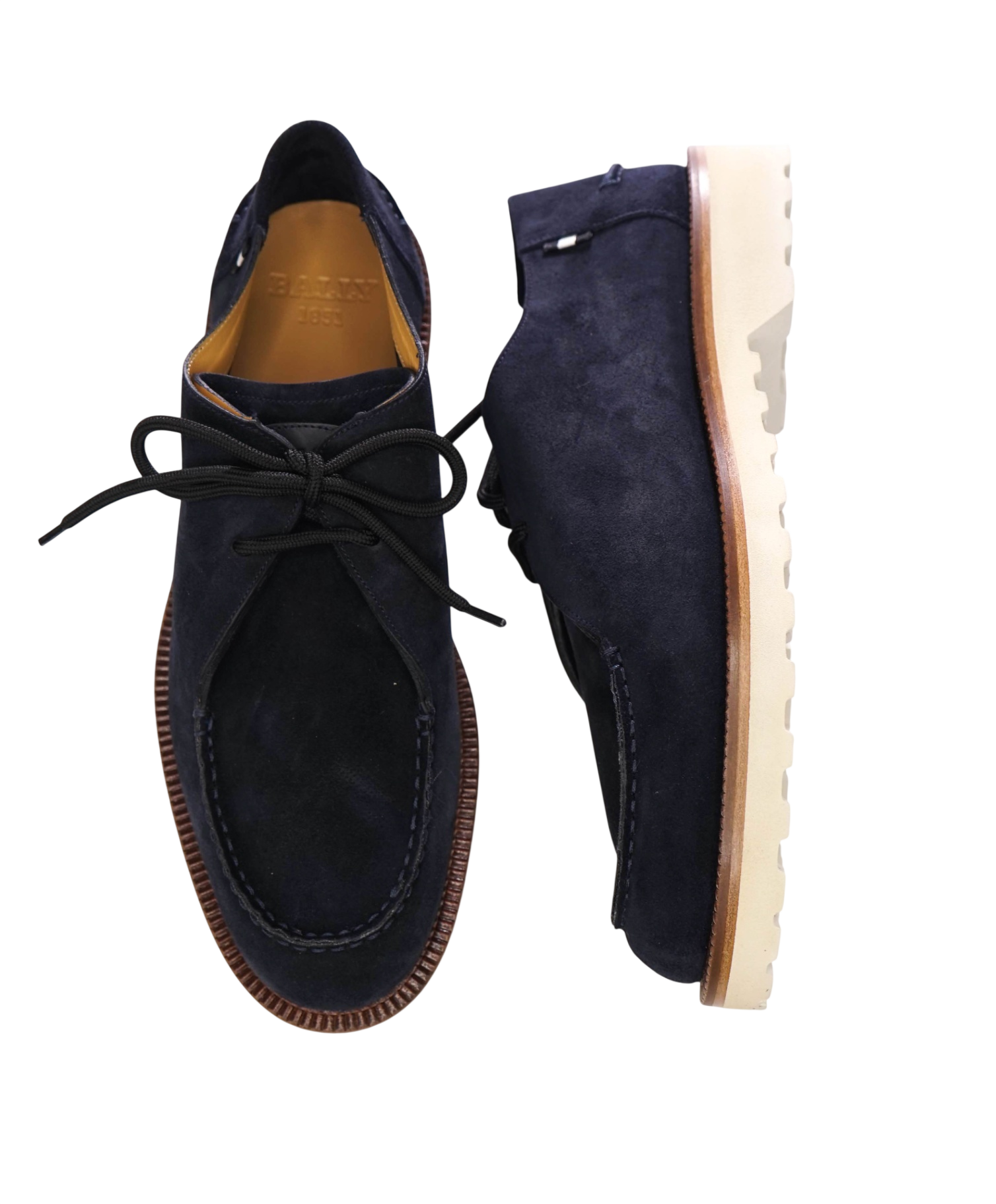 $820 BALLY - Navy Blue Suede Derby - US 10 (9UK)