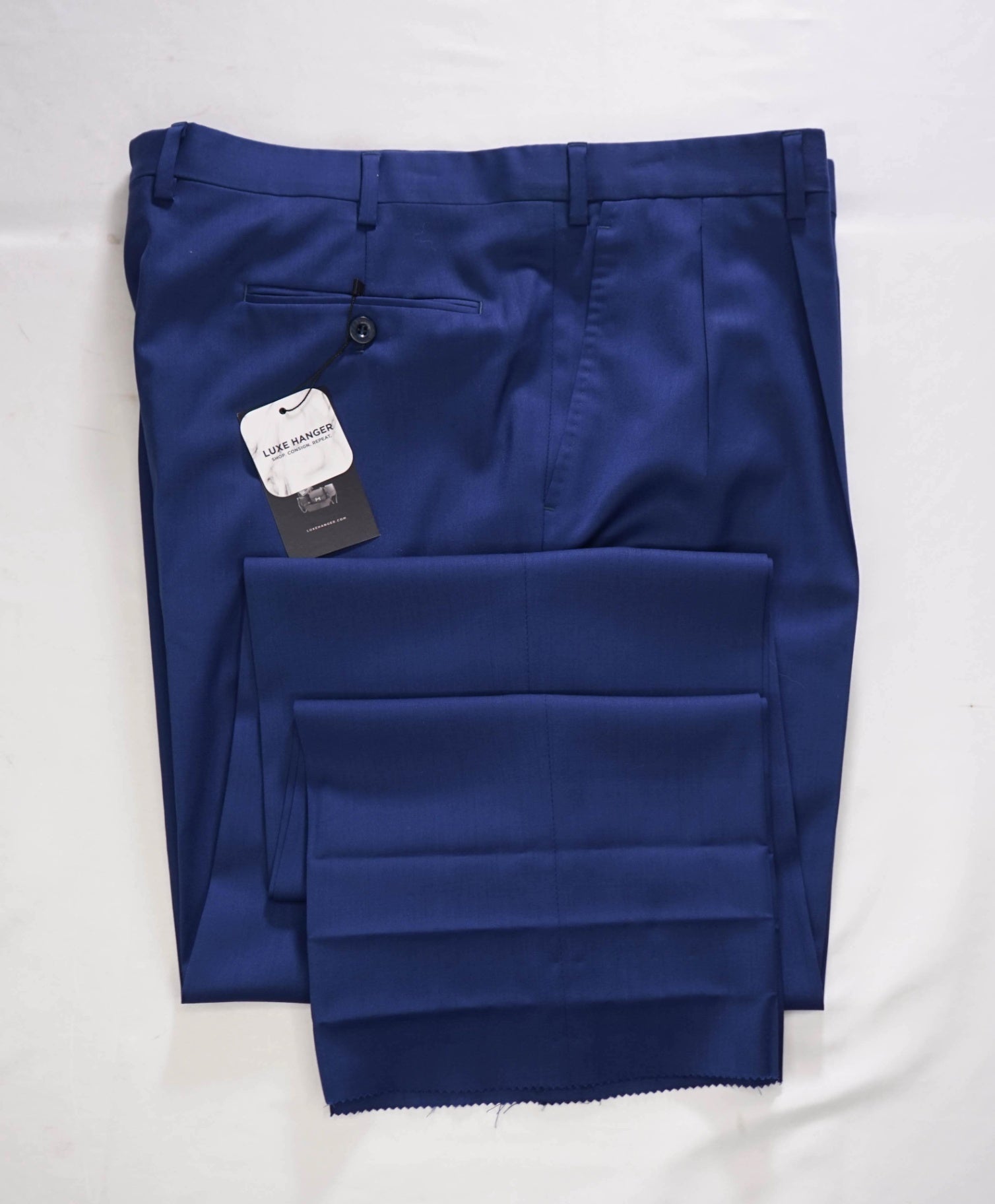 $1,095 BRIONI - *DAMAGED* Solid Blue 140's Wool Pleated Pants - 37W