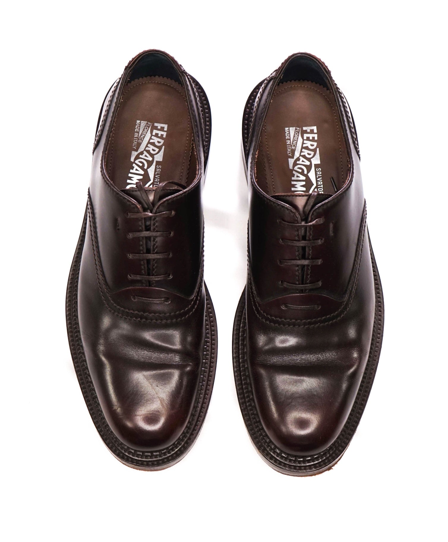 $1,095 FERRAGAMO - Brown Leather Oxfords - 9.5 D