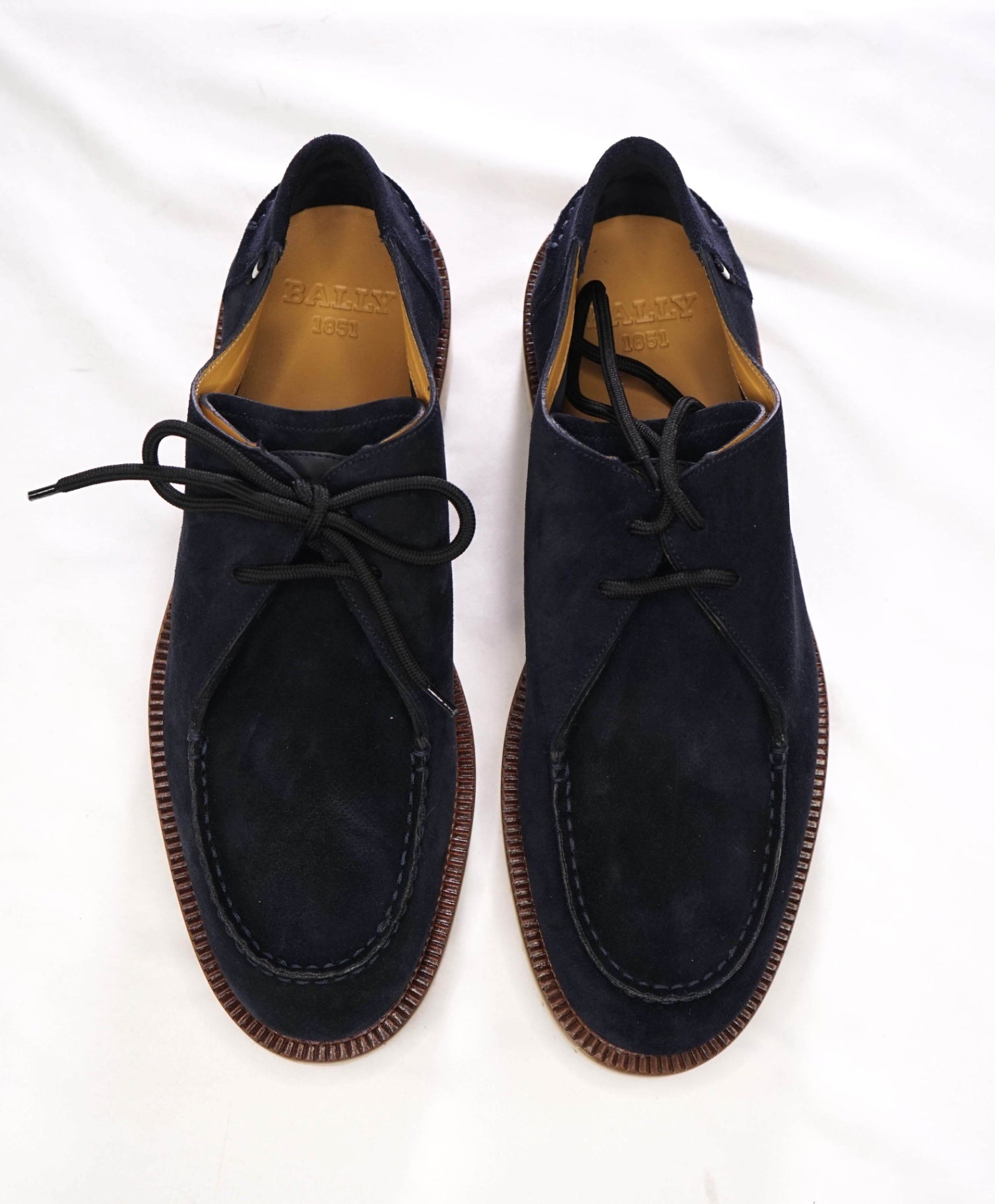$820 BALLY - Navy Blue Suede Derby - US 10 (9UK)