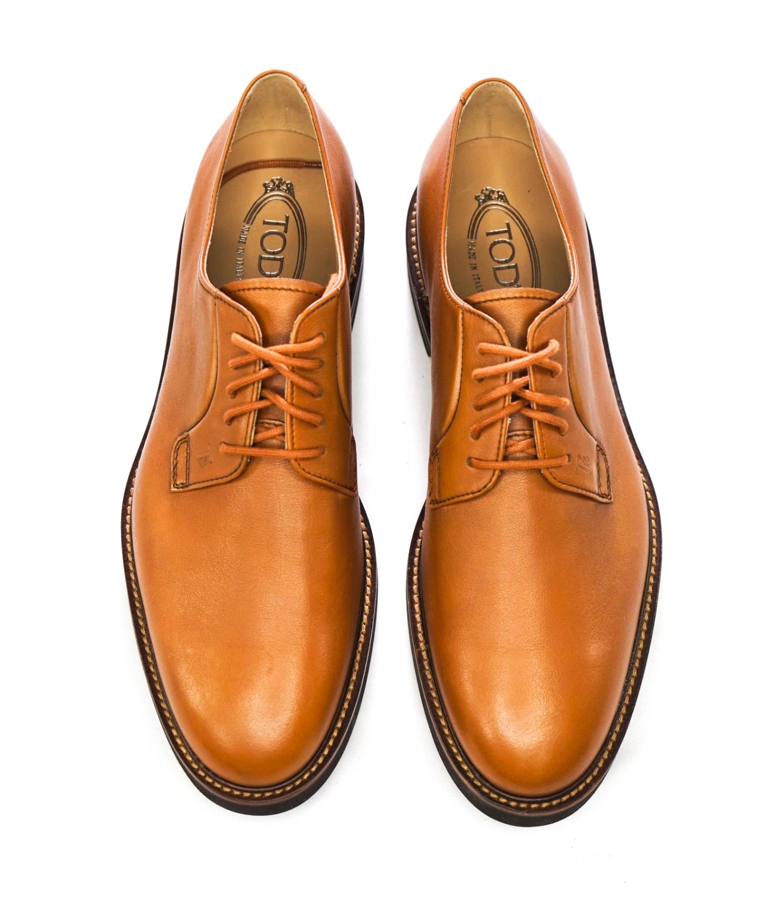 $875 TOD'S - Brown Leather Derby - US 9 (8UK)