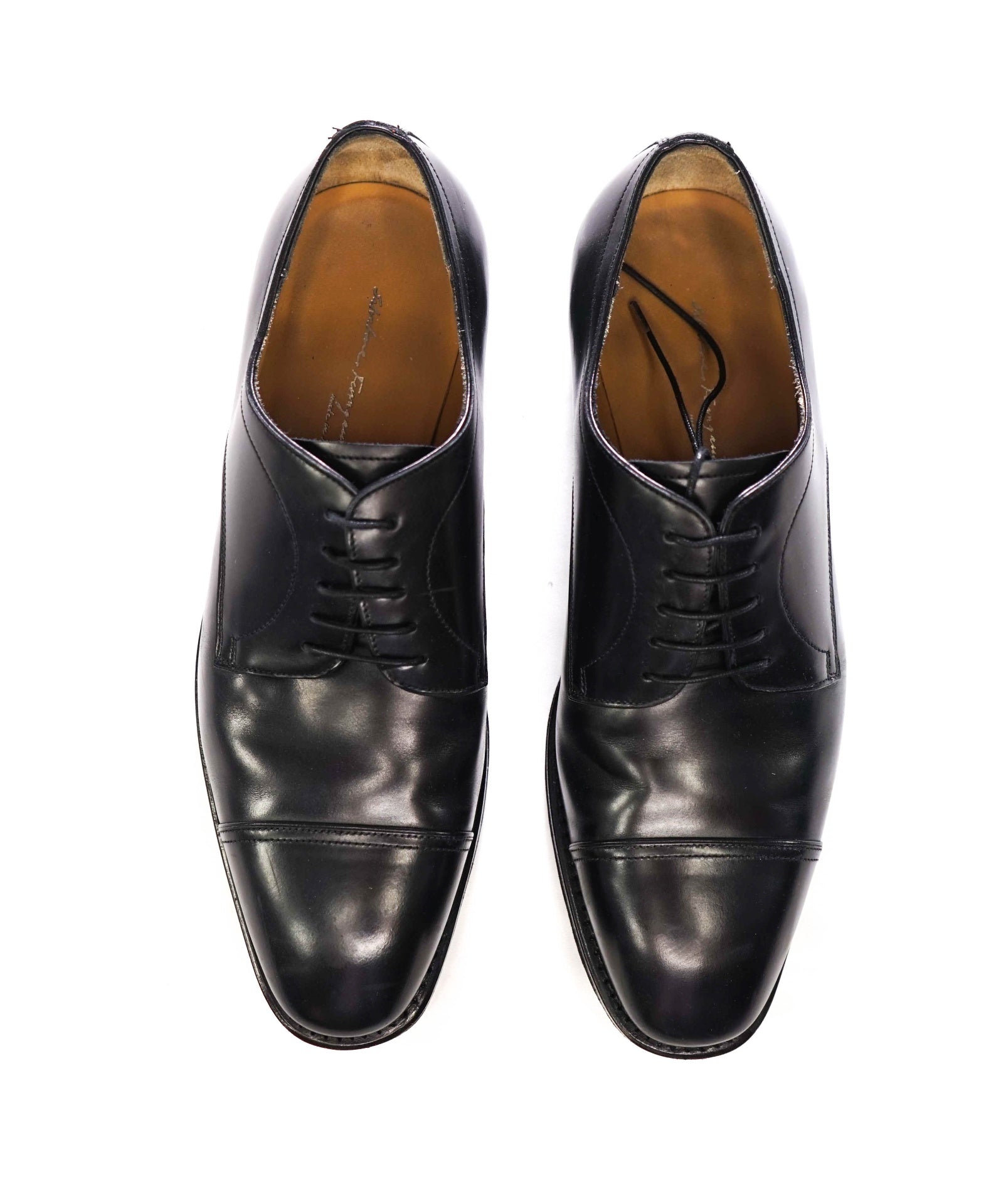$1,490 FERRAGAMO "TRAMEZZA" - Black CARONTE Derby - 8 3E