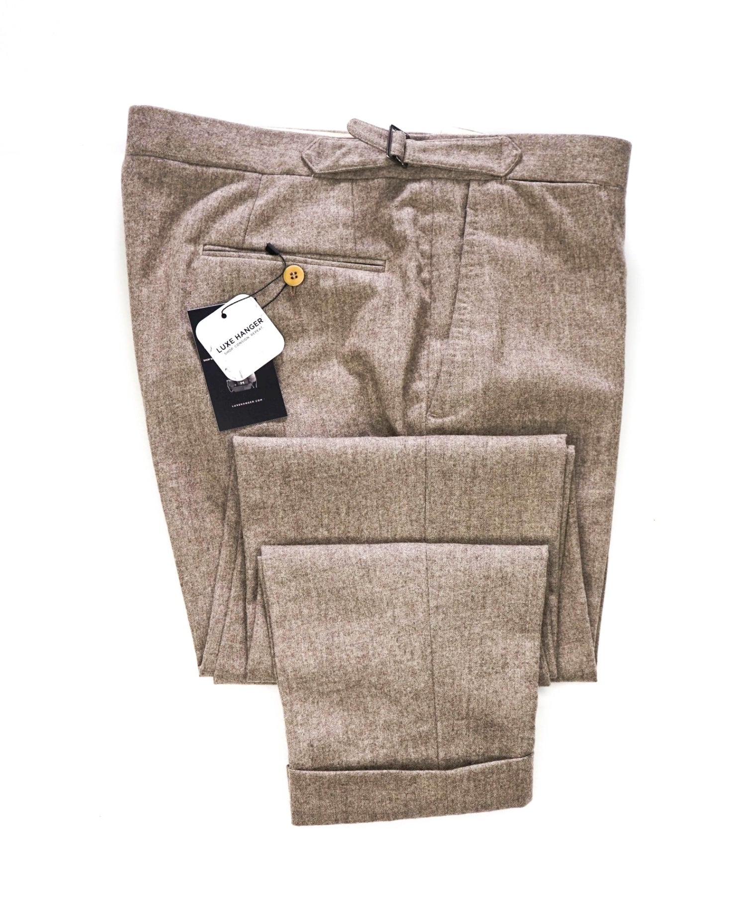 $995 ISAIA - Flannel Light Gray *Side Tabs* Pants - 36W
