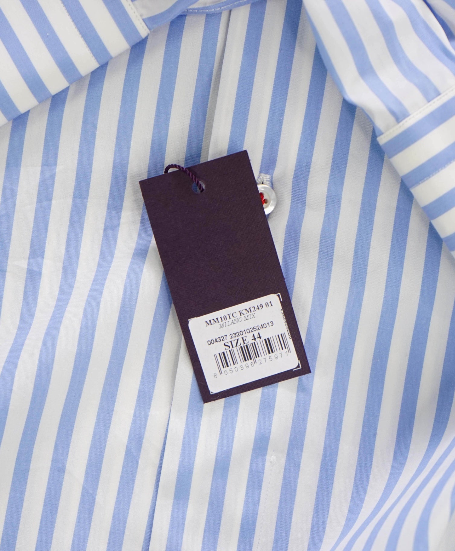 $730 ISAIA - Blue Stripe Cotton Shirt - 17.5 | 44