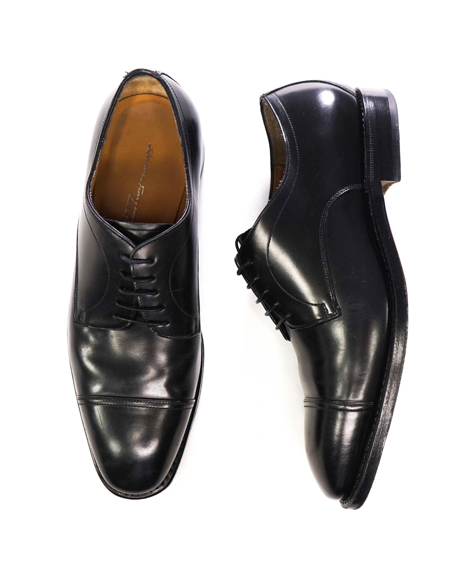 $1,490 FERRAGAMO "TRAMEZZA" - Black CARONTE Derby - 8 3E