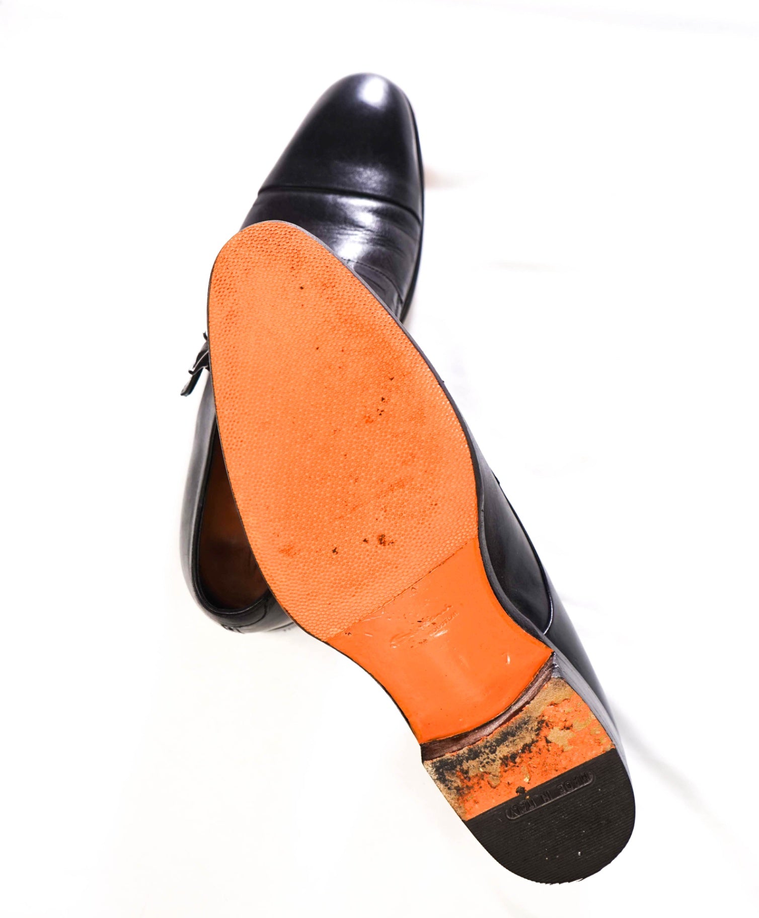 $1,595 SANTONI - Black "GOODYEAR" Crocodile Monk Straps - US 8 (7UK)