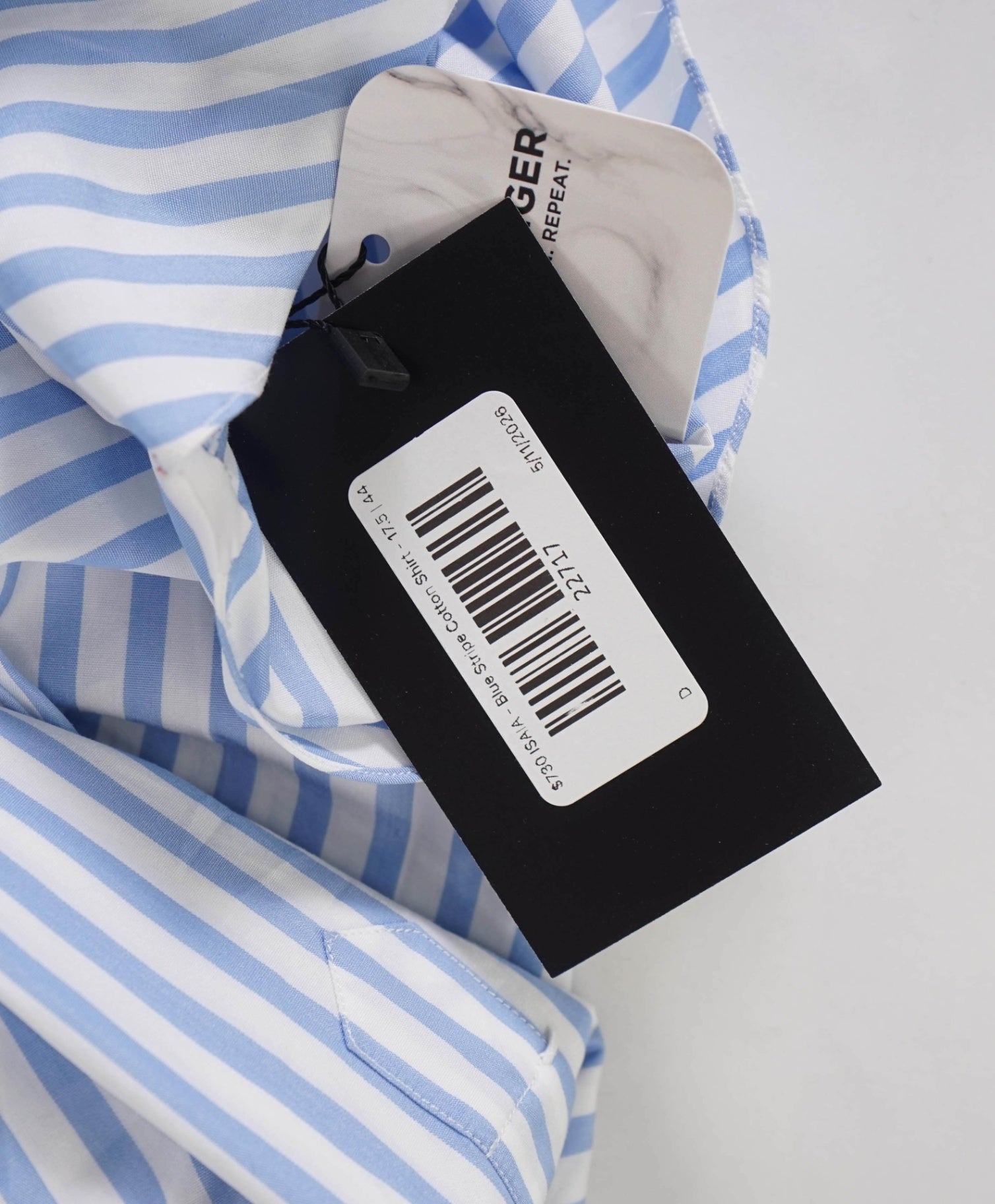 $730 ISAIA - Blue Stripe Cotton Shirt - 17.5 | 44