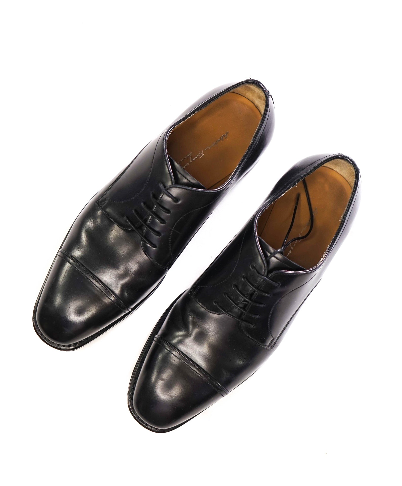 $1,490 FERRAGAMO "TRAMEZZA" - Black CARONTE Derby - 8 3E