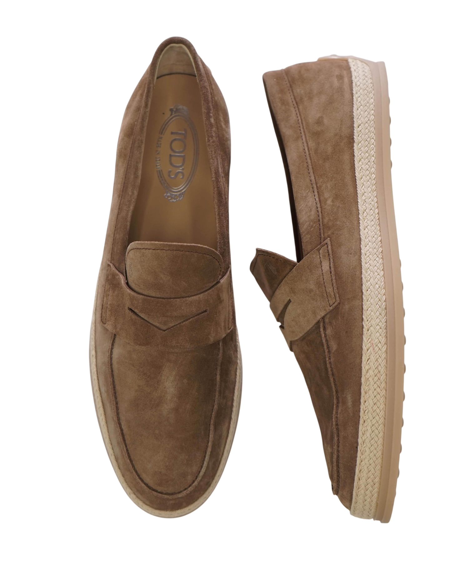 $995 TOD'S - Tan Suede Penny Loafers - US 11.5 (UK10.5)