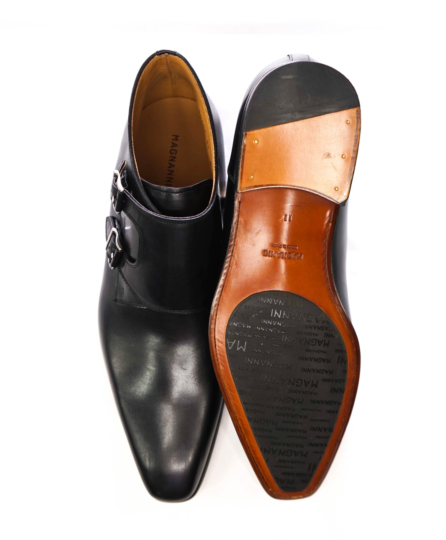 $550 MAGNANNI - "LAROYA" Black Leather Monk Strap Chukka Boots - 11
