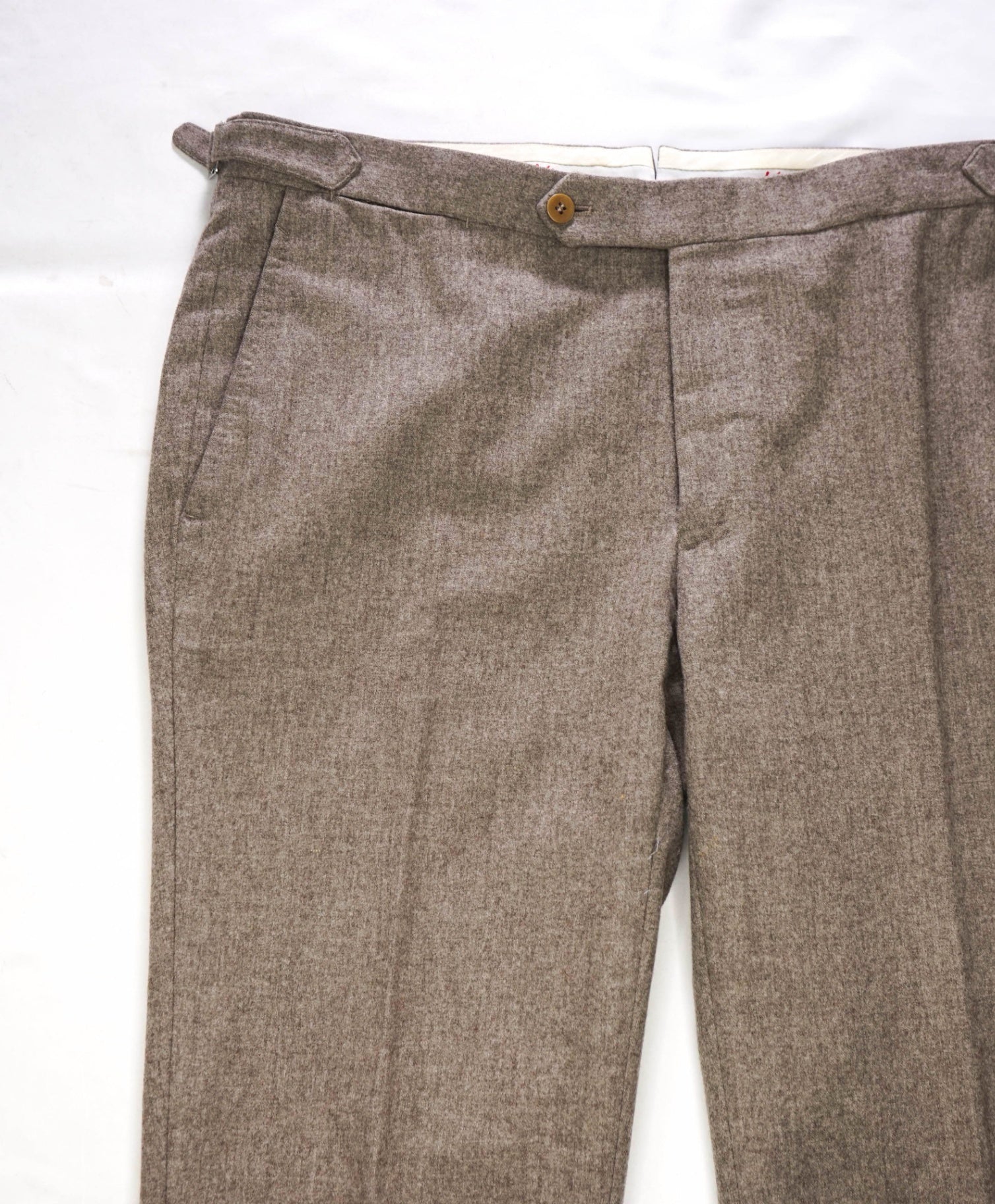 $995 ISAIA - Flannel Light Gray *Side Tabs* Pants - 36W