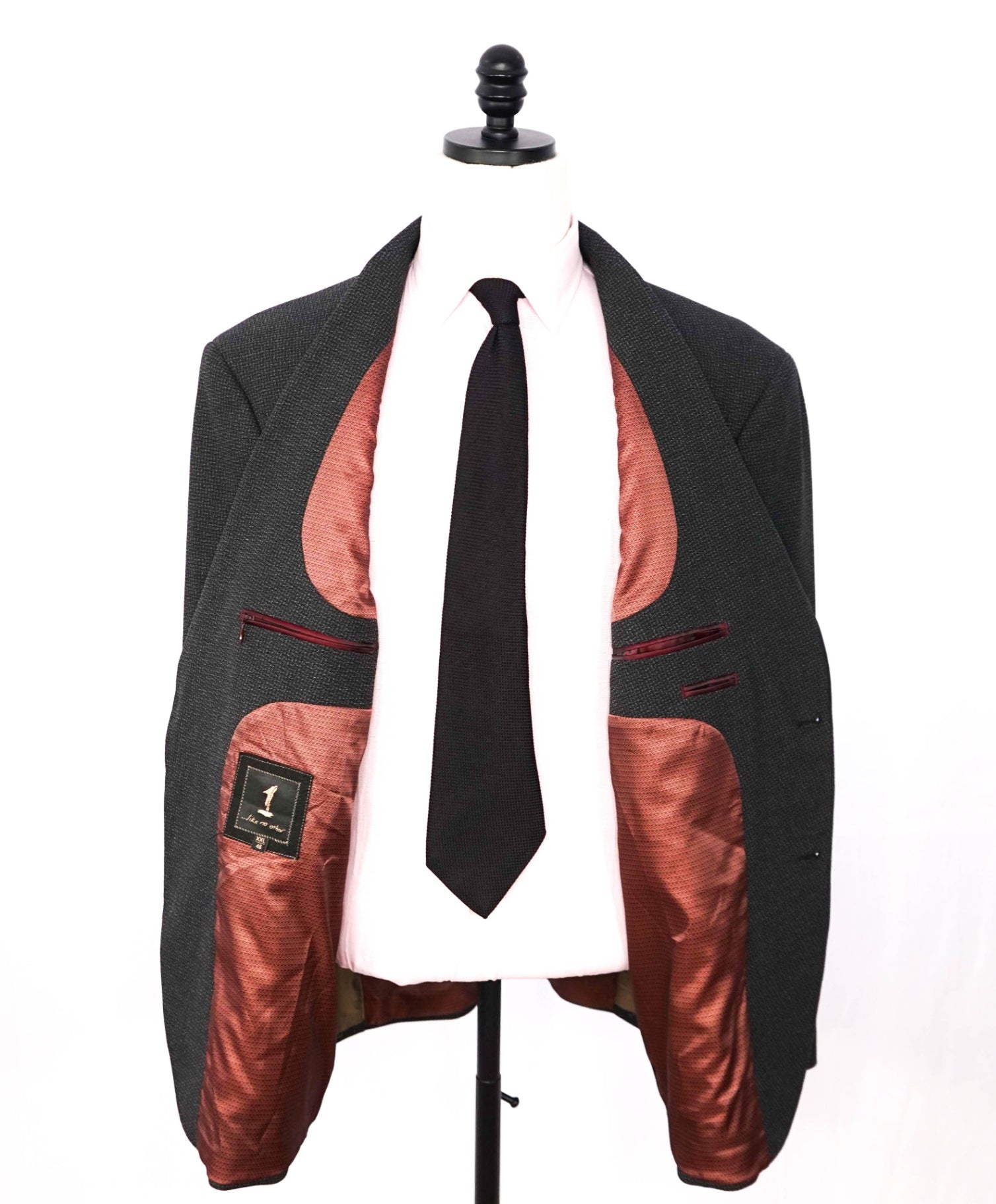 $375 "1 LIKE NO OTHER" - Gray Polyester/Viscose Peak Lapel Blazer - 46