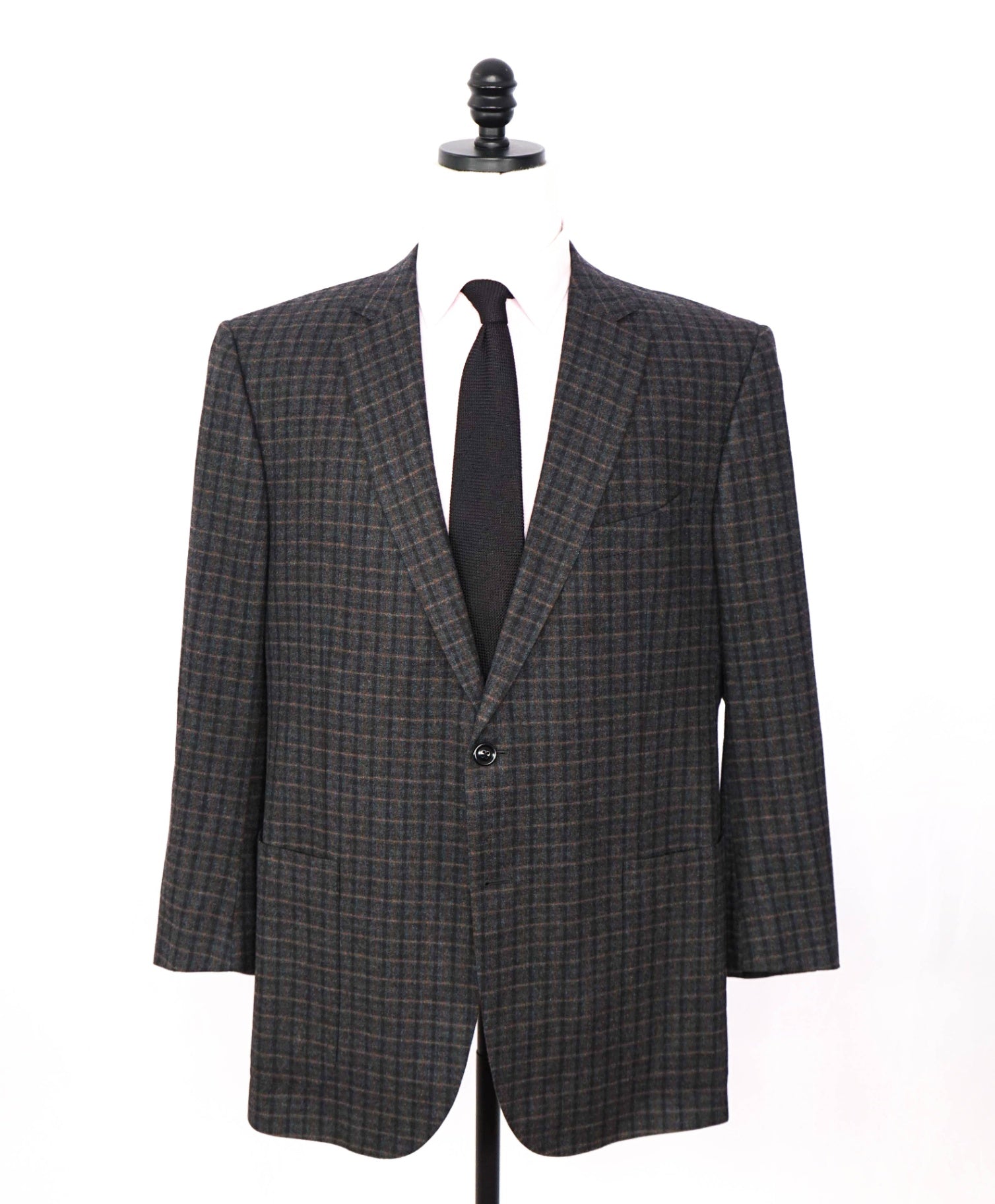 $3,690 ZEGNA - Navy/Brown Plaid Wool/Cashmere Sport Jacket - 46R