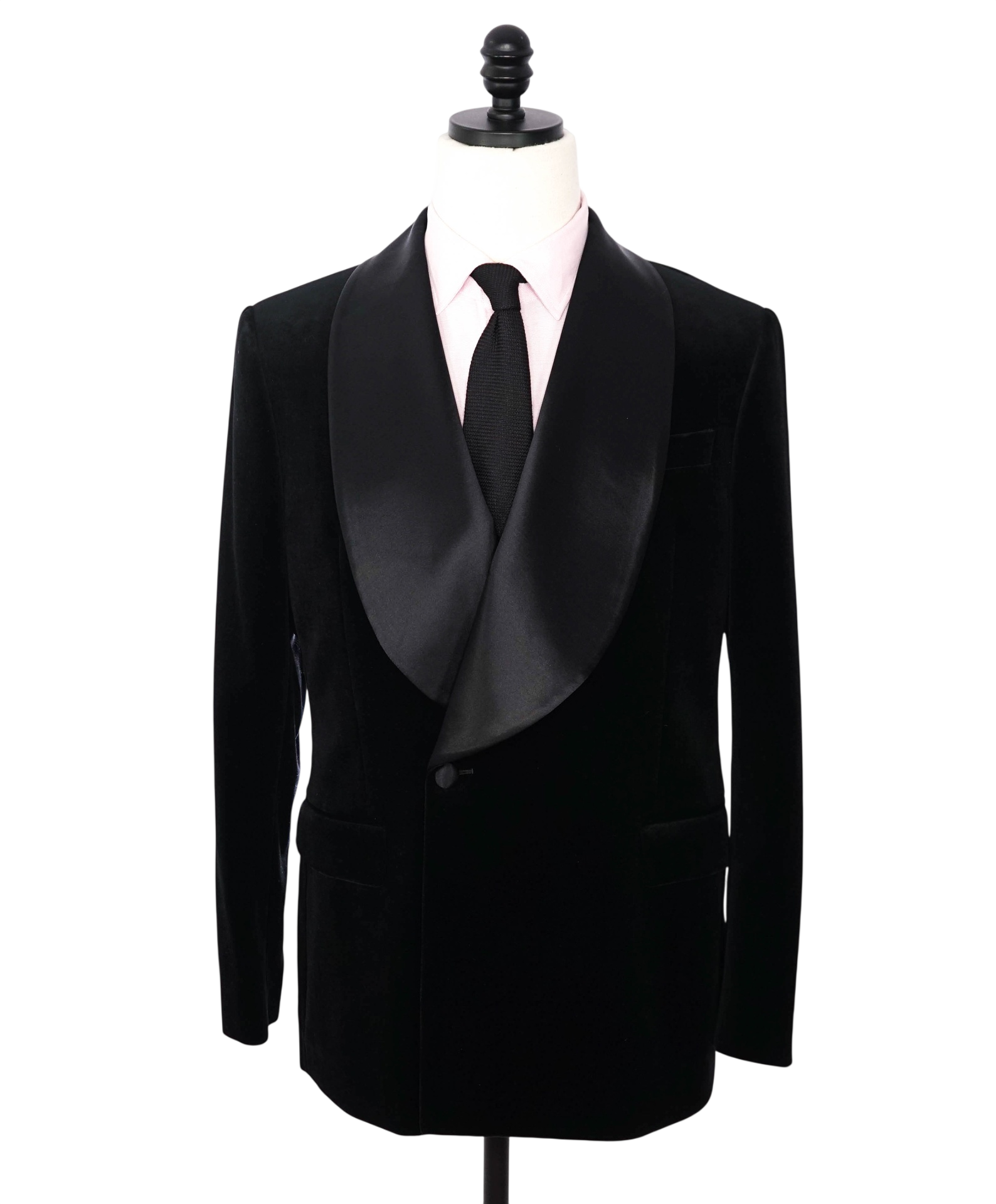 $1,595 BACK LAWRENCE - Black Velvet Double Breasted Shawl Dinner Jacket - 40 (50EU)