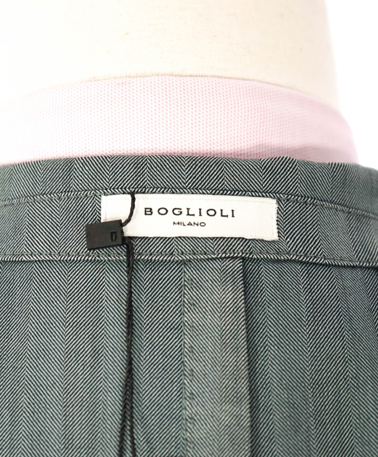 $1,595 BOGLIOLI - Green Herringbone Wool Blazer - 40R