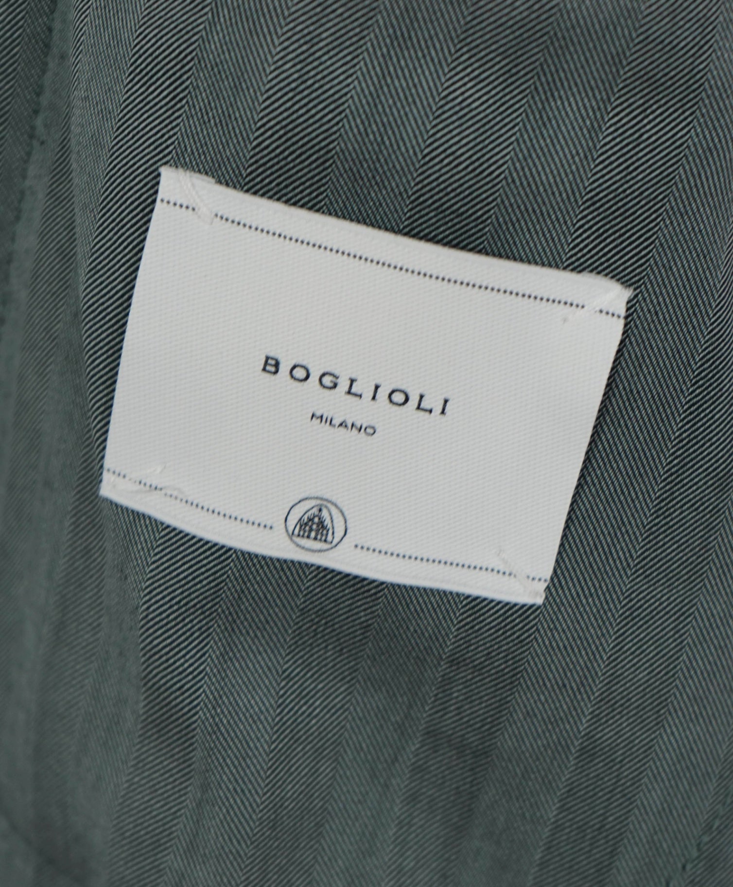$1,595 BOGLIOLI - Green Herringbone Wool Blazer - 40R