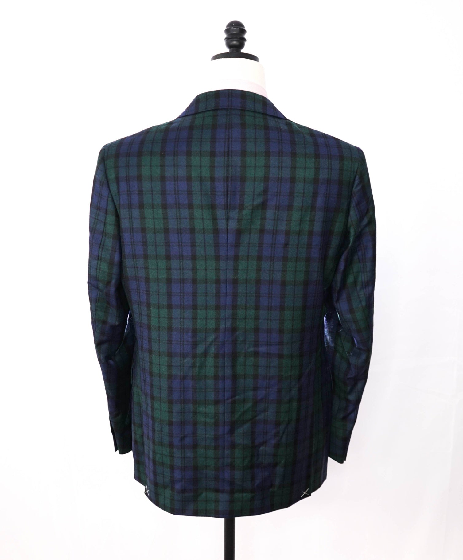 SAKS FIFTH AVENUE - Navy/Green Plaid Wool Blazer - 44L