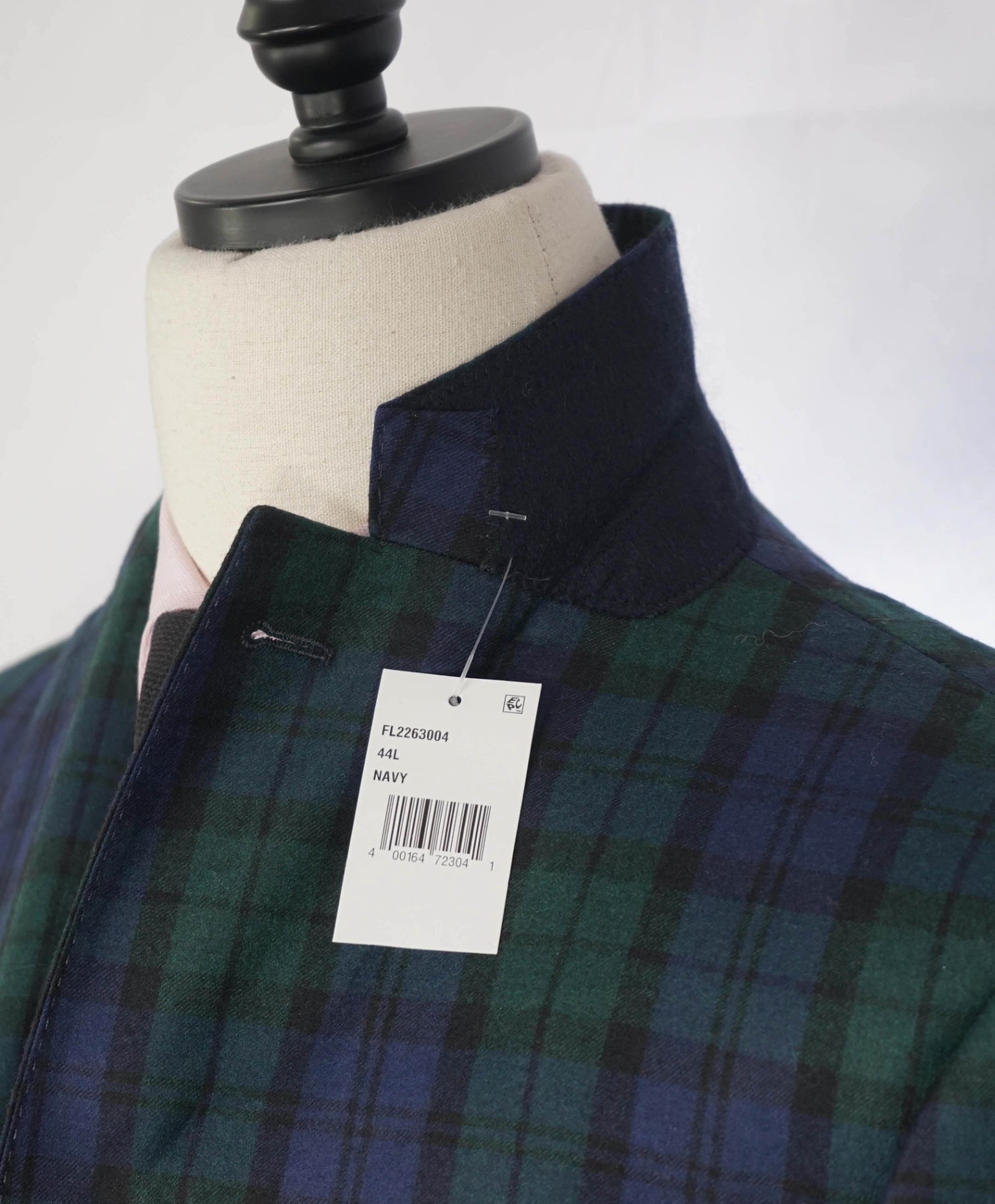 SAKS FIFTH AVENUE - Navy/Green Plaid Wool Blazer - 44L