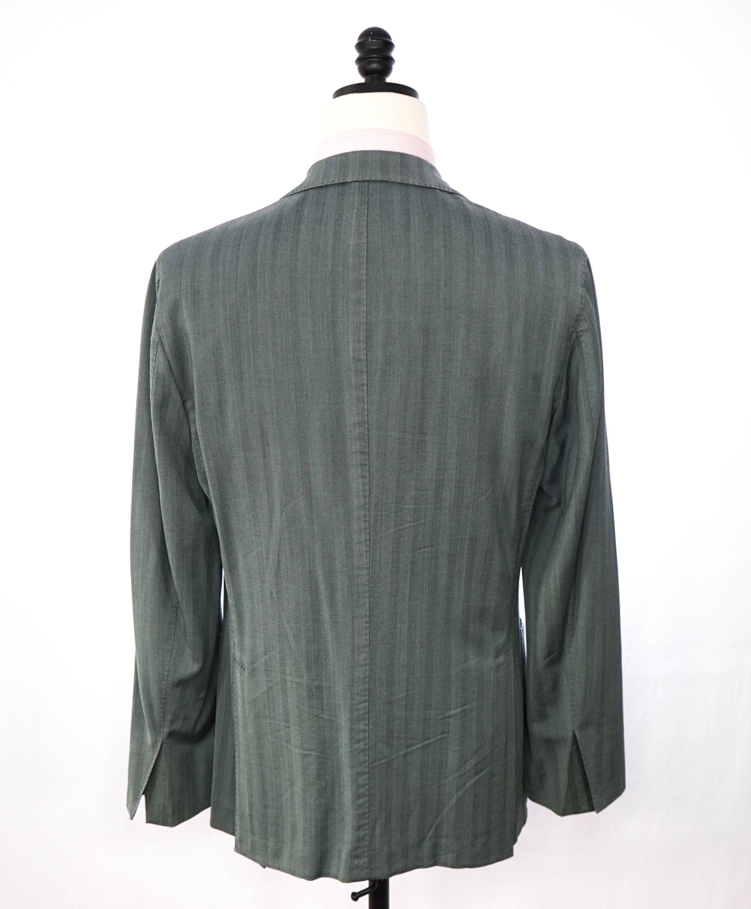 $1,595 BOGLIOLI - Green Herringbone Wool Blazer - 40R