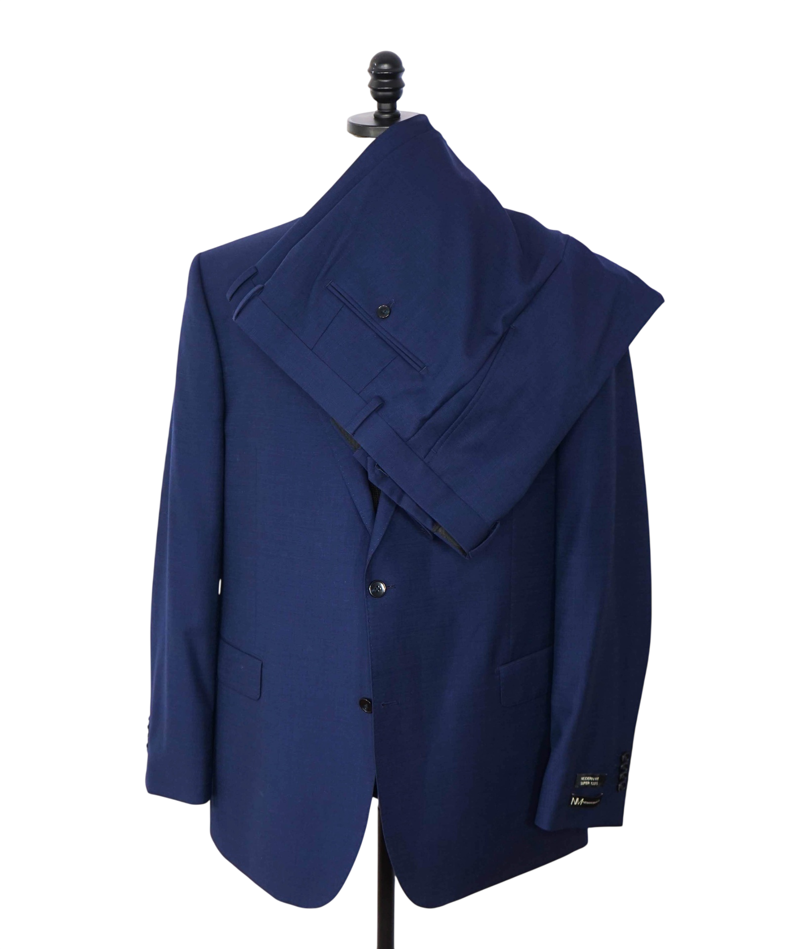 $1,195 NEIMAN MARCUS - Navy Blue Super 120's Wool Suit - 46L