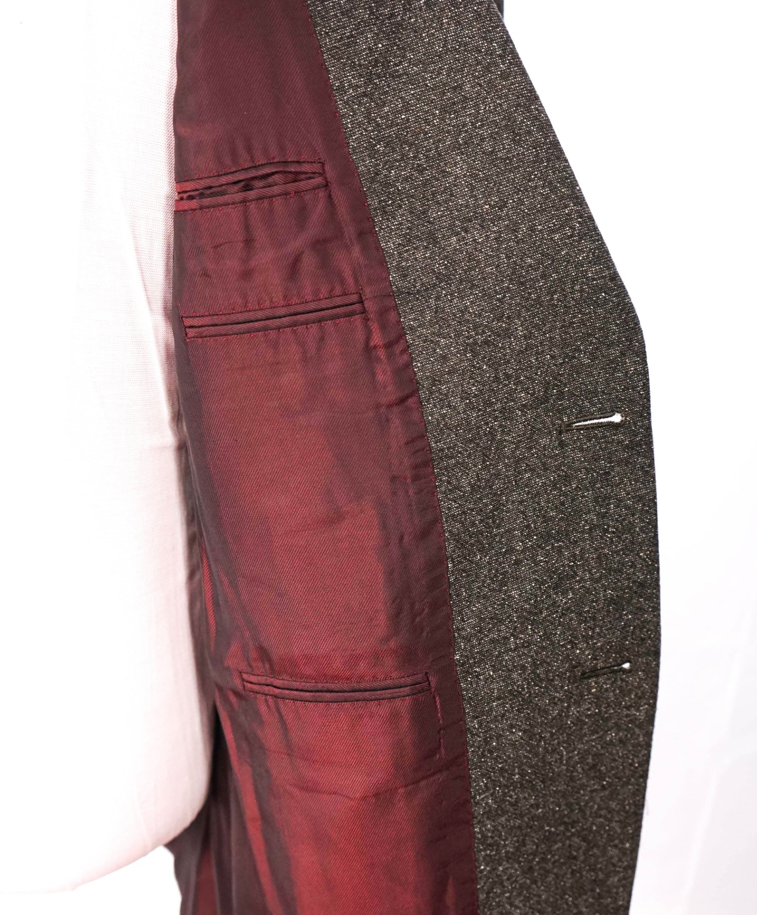 $2,295 PAL ZILERI - Brown Fleck SLIM Wool/Silk Suit - 42R
