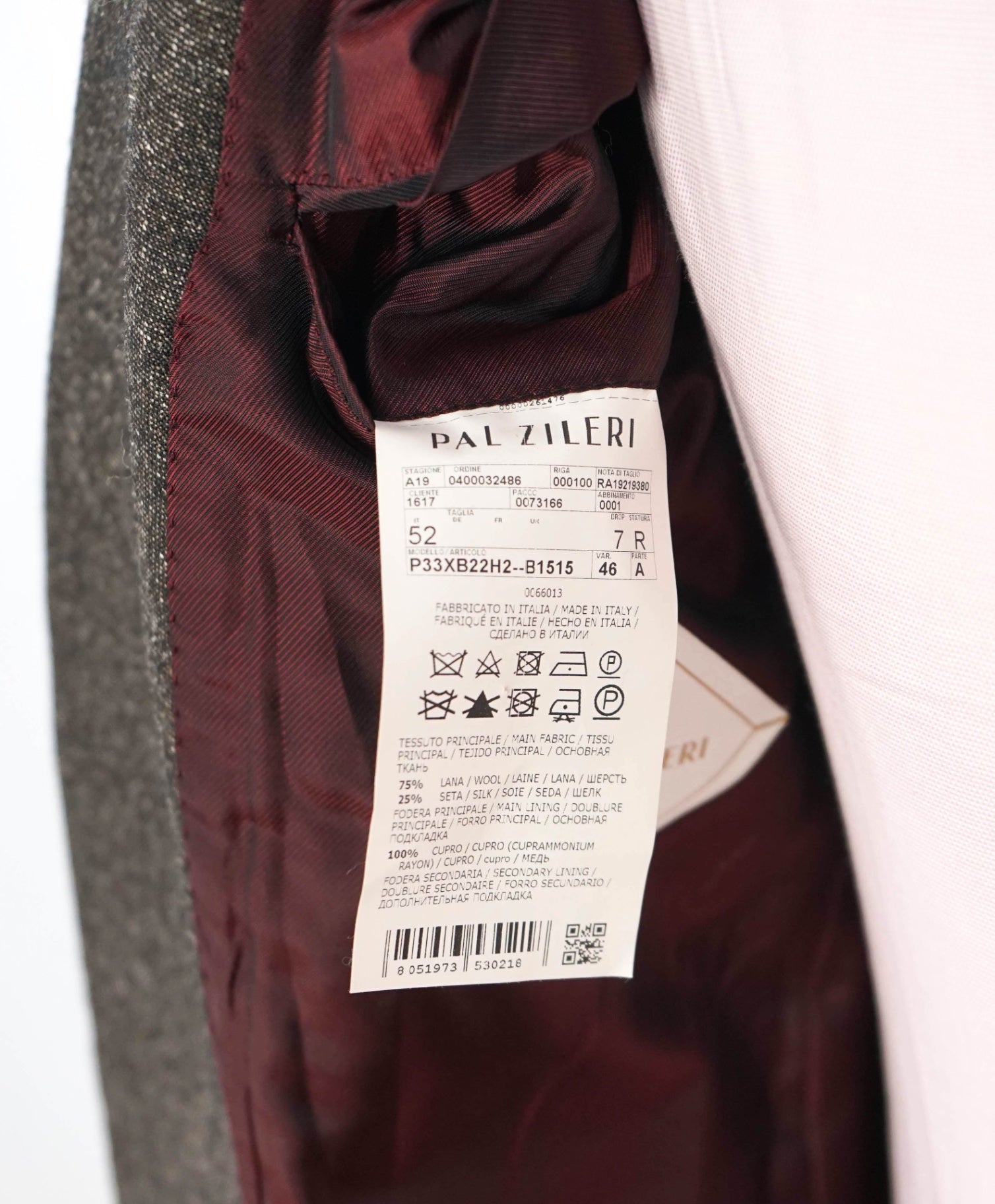 $2,295 PAL ZILERI - Brown Fleck SLIM Wool/Silk Suit - 42R