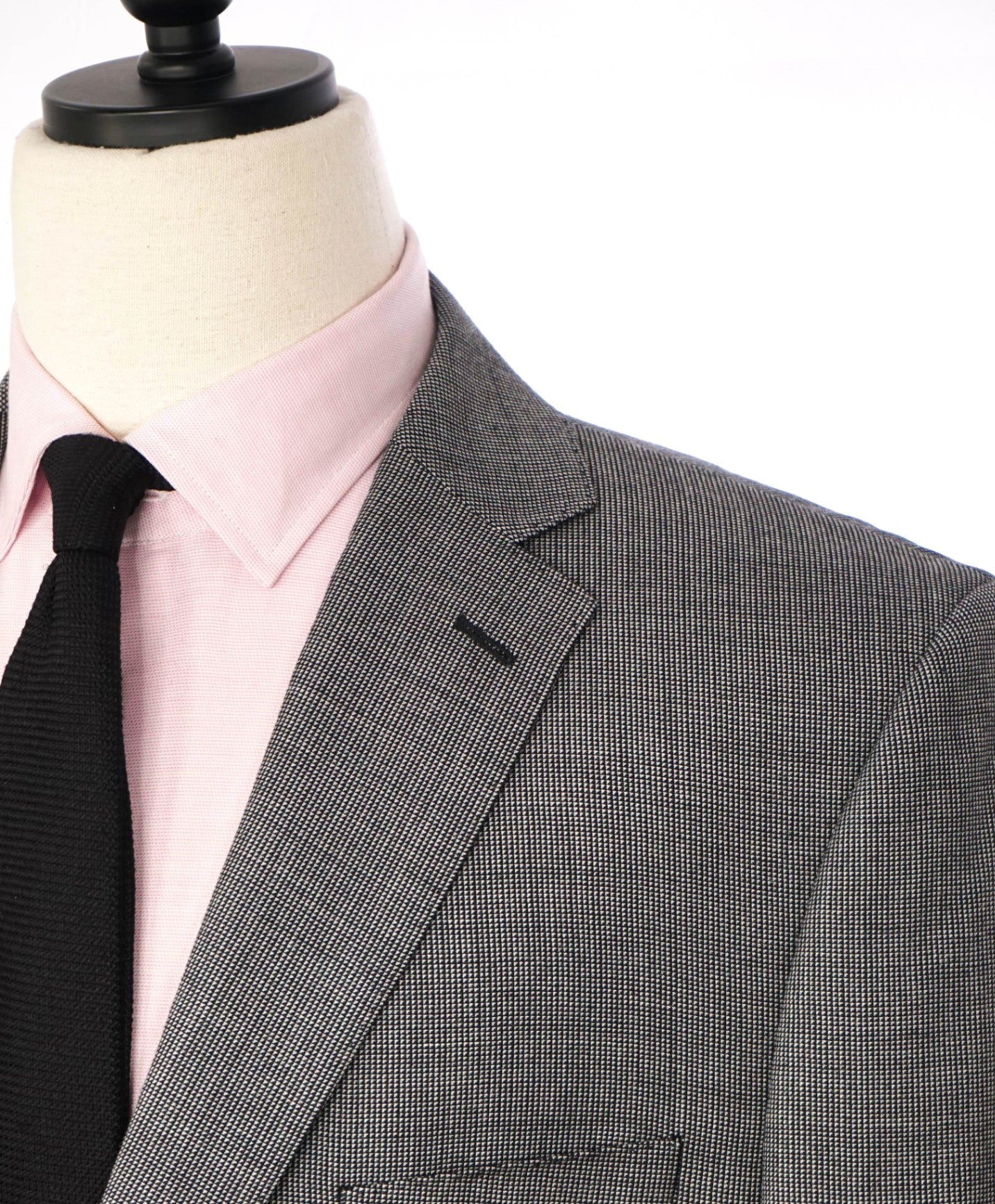 $995 SAKS 5TH AVE - Gray Micro Houndstooth Silk/Wool Blazer - 46R