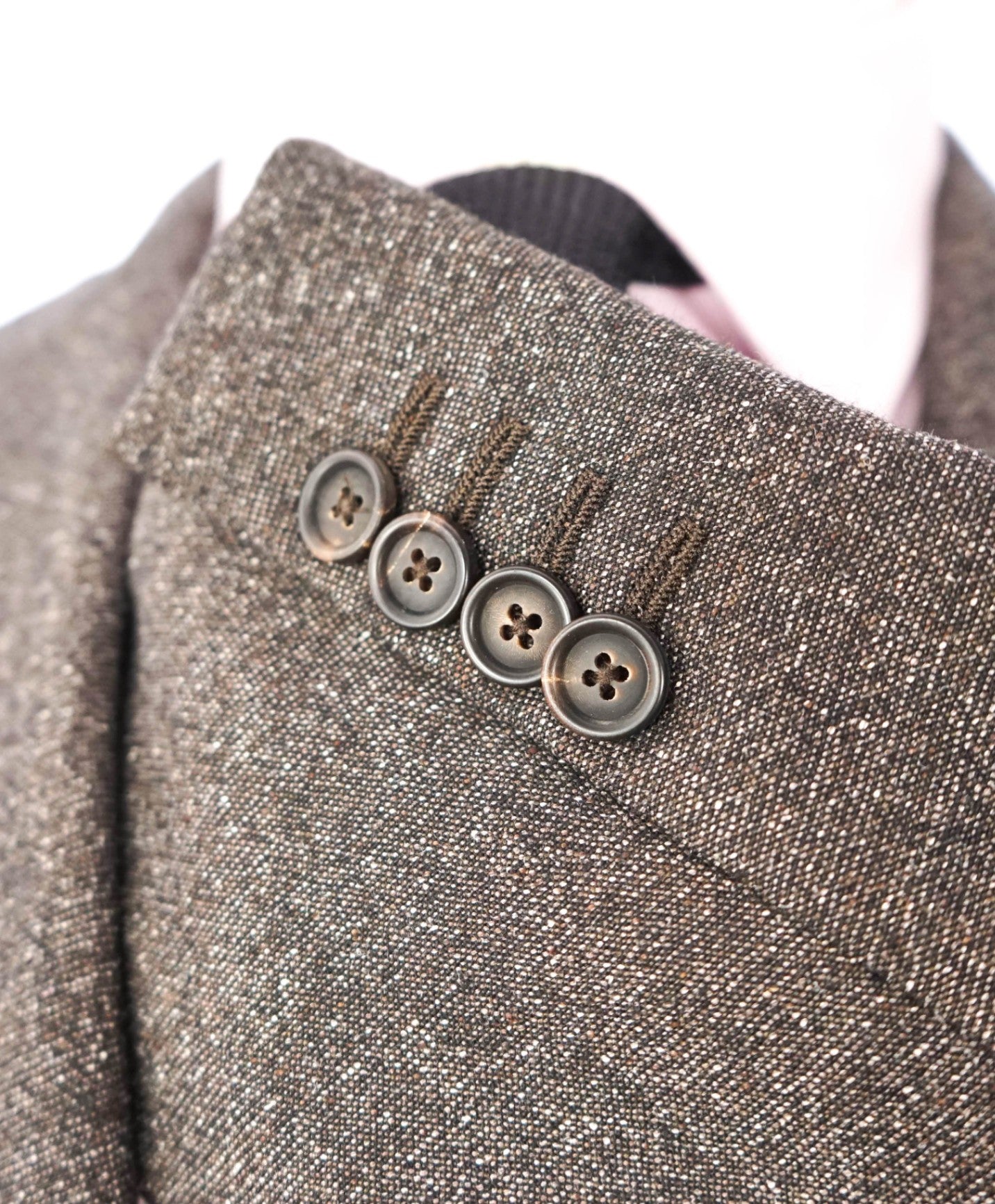 $2,295 PAL ZILERI - Brown Fleck SLIM Wool/Silk Suit - 42R