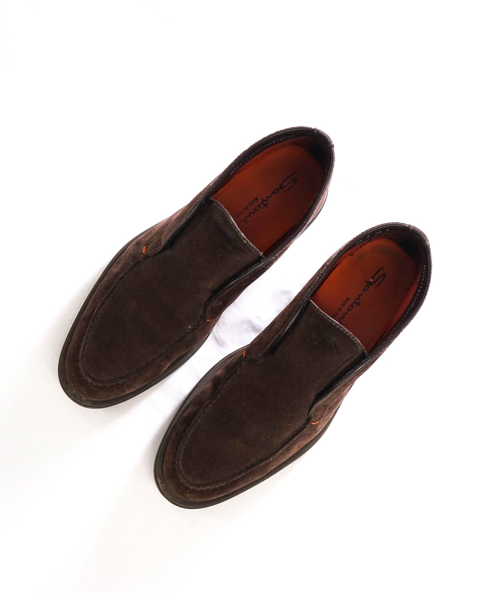 $850 SANTONI - Brown Suede Slip-on Chukka Boots - US 9 (8UK)