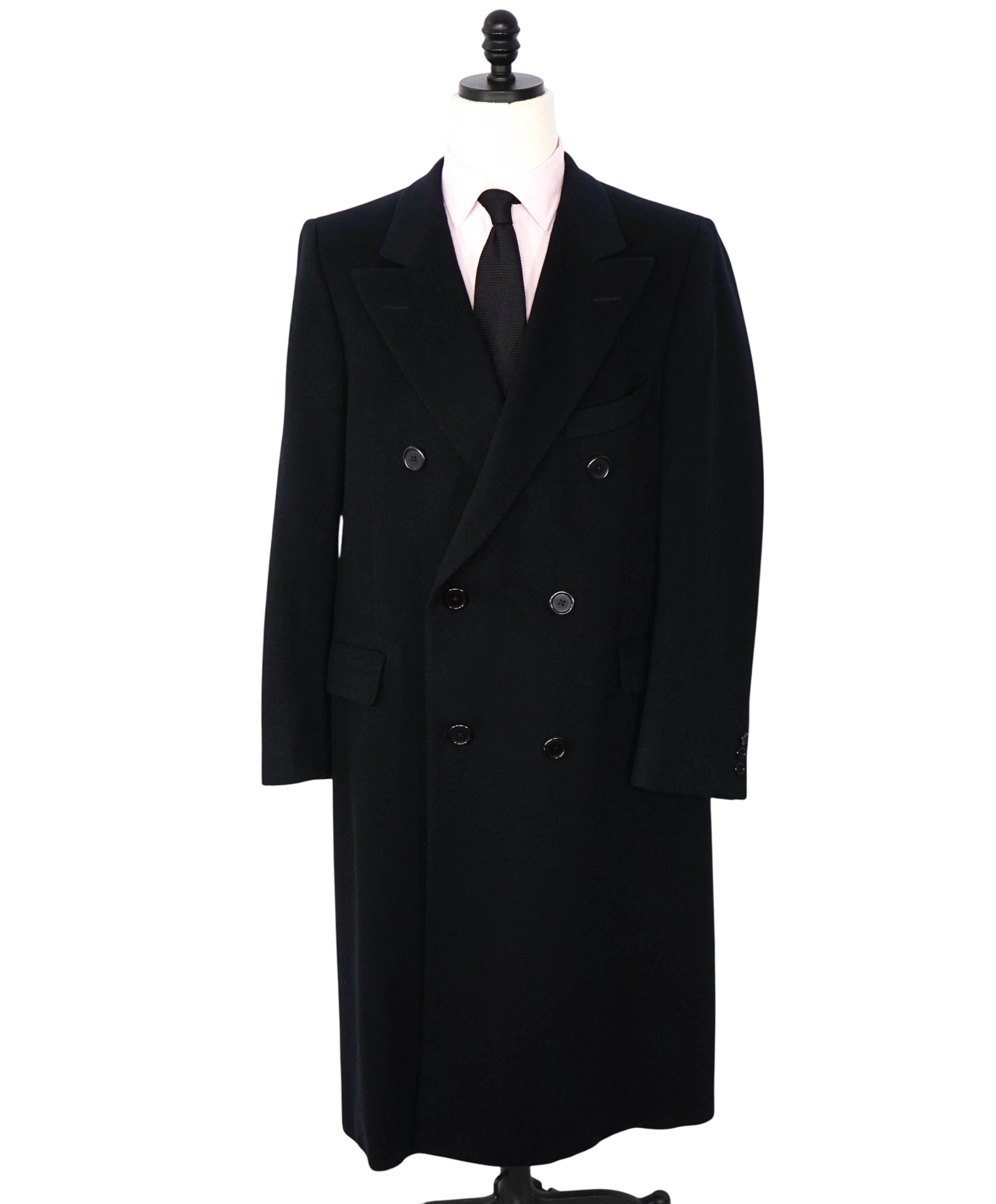$1,795 HICKEY FREEMAN - Navy Cashmere CALF LENGTH Overcoat - 42R