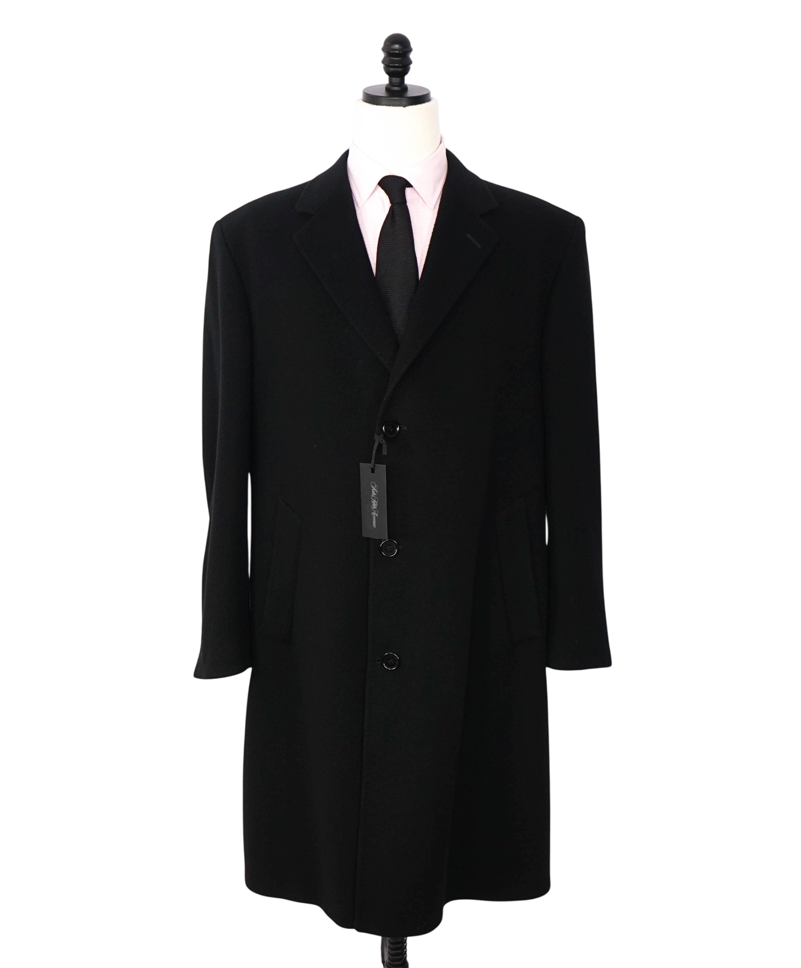 $1,998 SAKS FIFTH AVENUE - Black Cashmere Topcoat - 44R